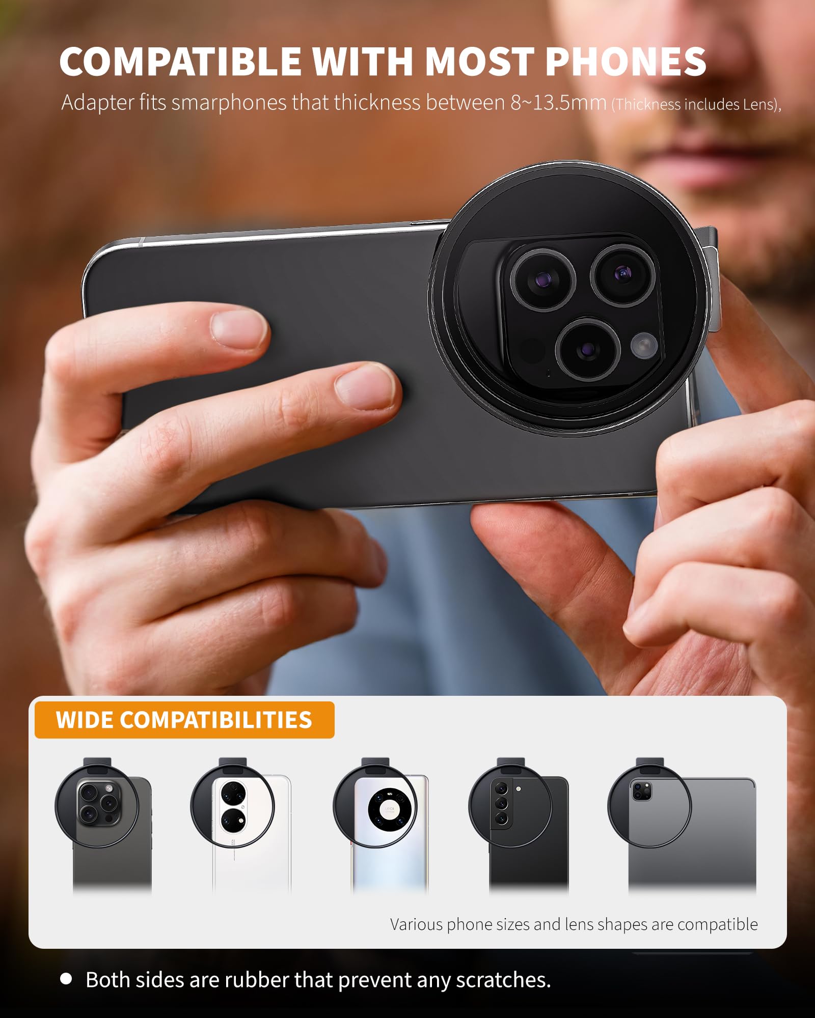 72mm Phone Filter Mount Lens Adapter with Cold Shoe Mount - Compatible with iPhone 13/14/15 Pro Max, Samsung S24 Ultra & 72mm Round Camera Filters - Perfect for Photography, Videography & Mobile Filmmaking