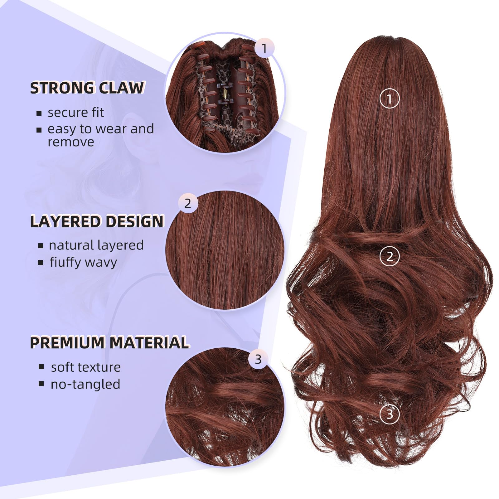 Natural Straight Ponytail Hair Extension with Claw Clip - Seamless Blonde Brown Black Hairpiece for Women - Perfect for Parties, Weddings & Everyday Styling