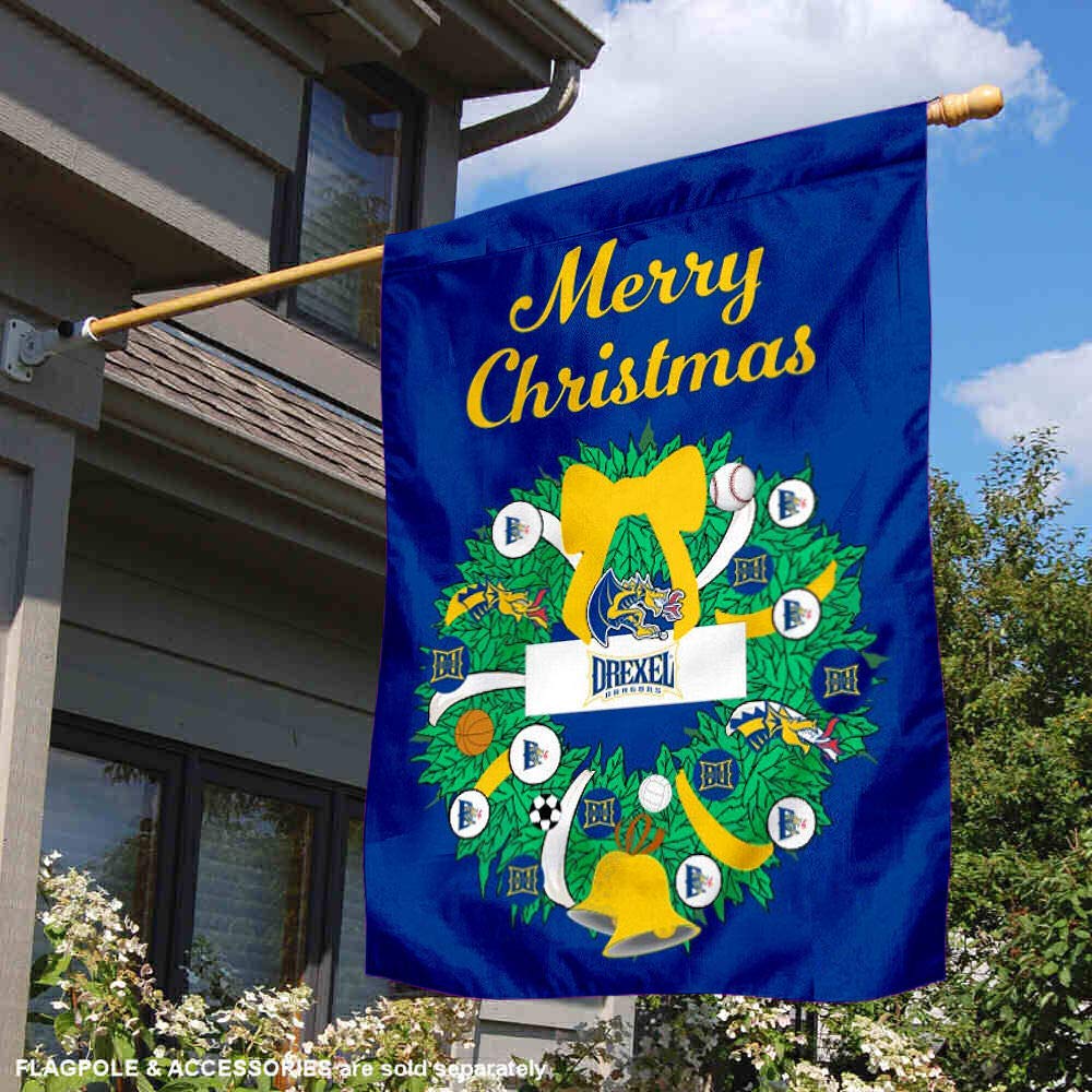 Drexel Dragons Happy Holidays Christmas Banner Flag - Perfect for Home Decor, School Spirit, and Festive Celebrations
