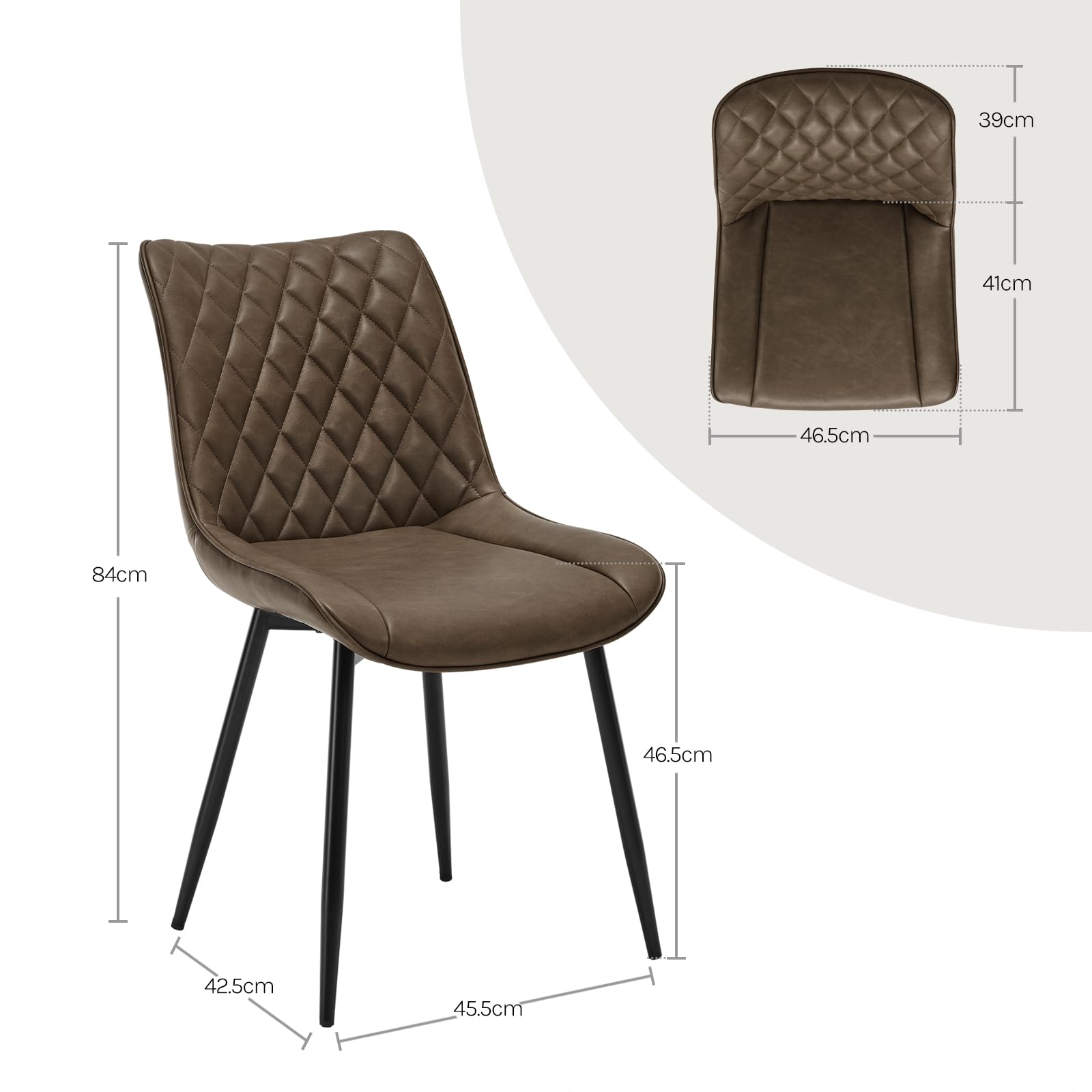 WOLTU 2-Piece Dining Chair Set - Brown Leatherette Kitchen Counter Chairs with Backrest & Padded Seat for Living Room, Lounge & Reception Areas | Perfect for Breakfast Nooks, Kitchen Islands & Small Spaces