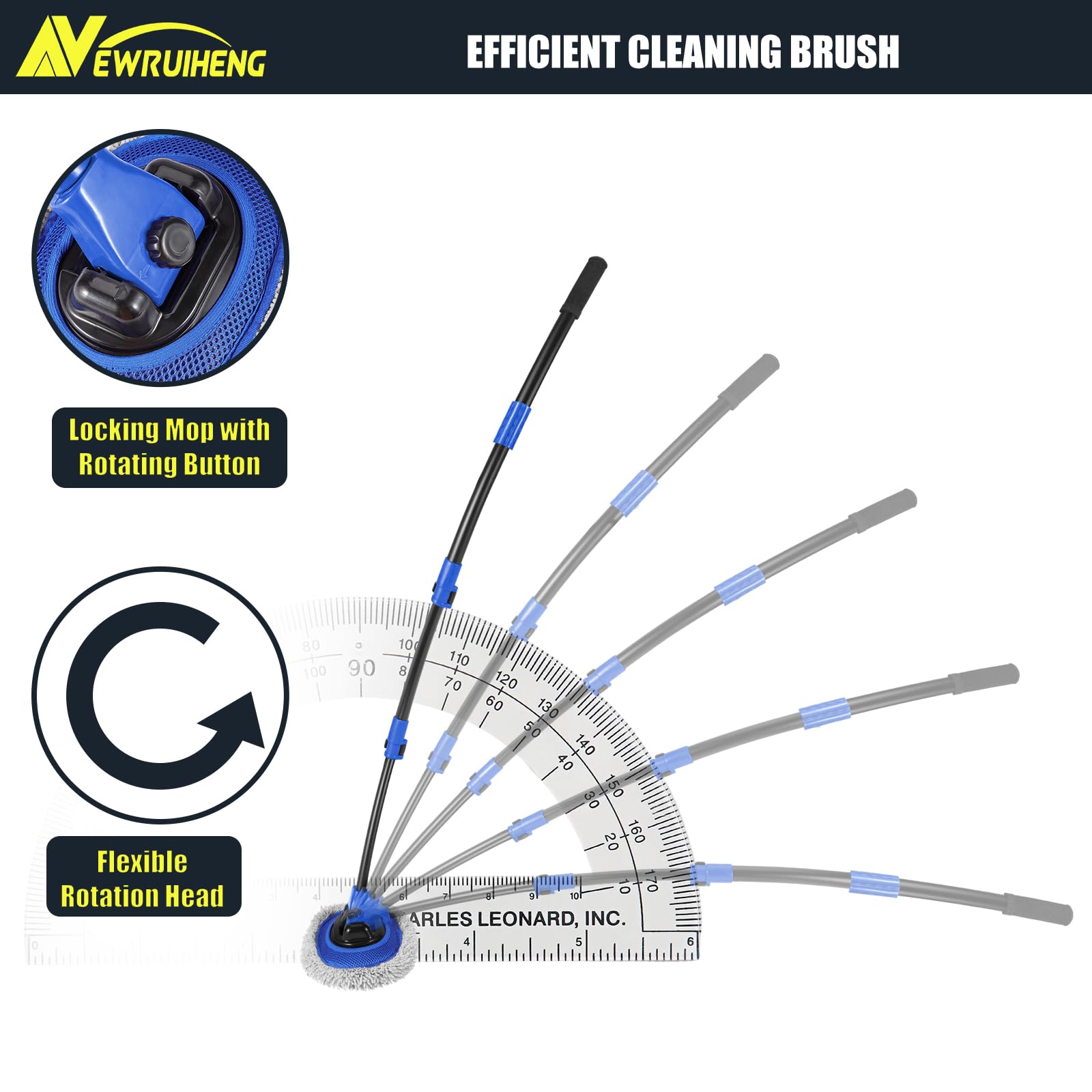 15° Bend Car Wash Brush with Telescopic Handle - Soft Chenille for RV, Truck Cleaning
