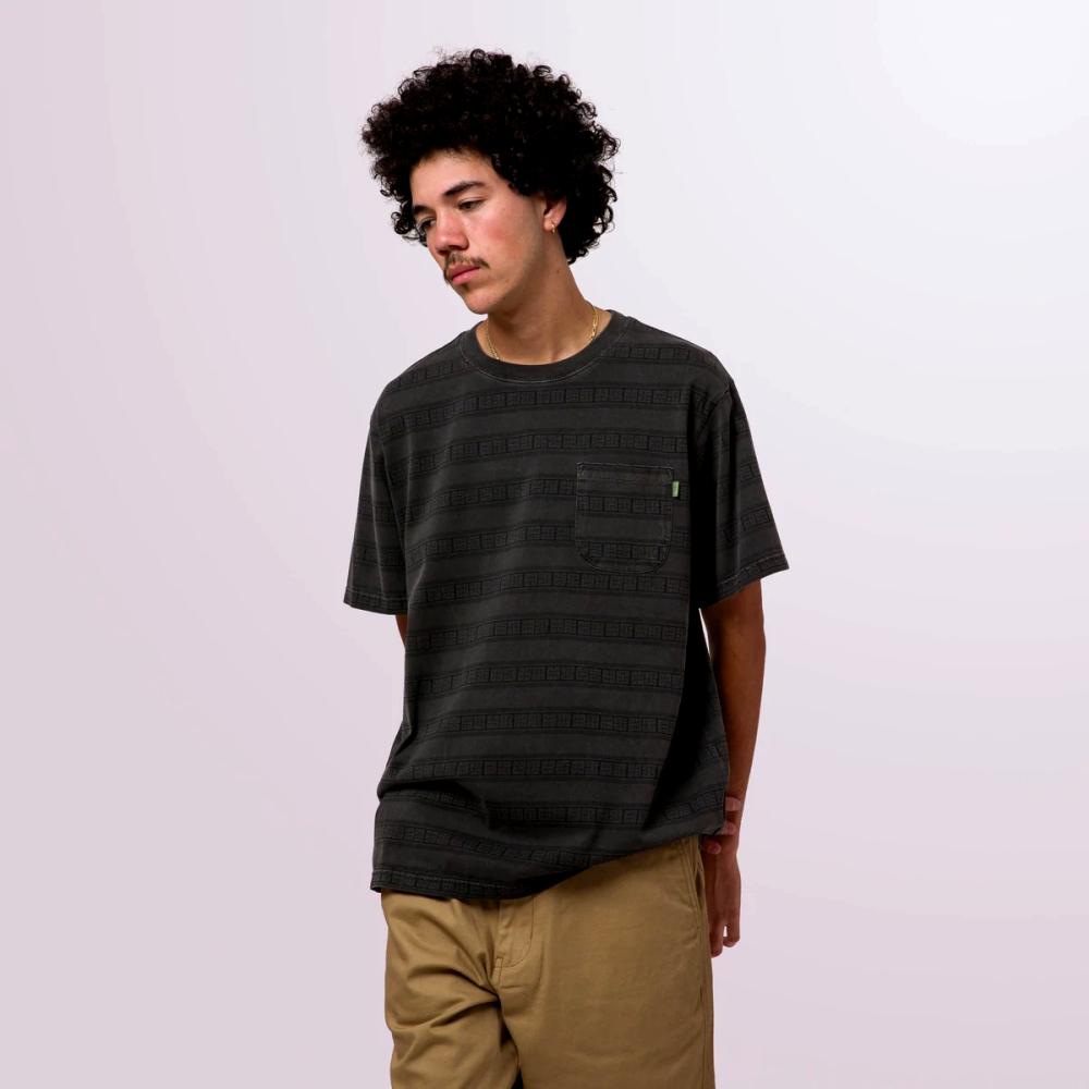 HUF Cooper Stripe Short Sleeve Knit Top - Black | Men's Casual Streetwear Tee for Everyday Wear & Urban Fashion