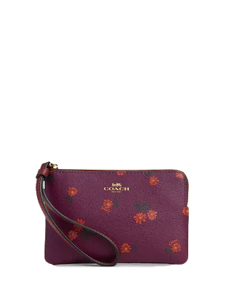 Coach Corner Zip Wristlet with Country Floral Print - Stylish Crossbody Wallet for Women - Perfect for Everyday Use, Travel & Shopping