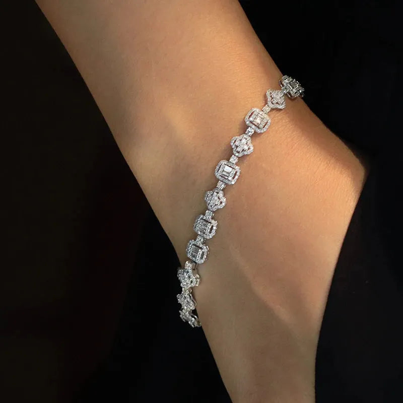 18K White Gold Diamond Bracelet for Women - 3.2 Carat Real Natural Diamonds, Vintage Shiny Style Jewelry - Perfect for Parties, Weddings & Special Occasions
