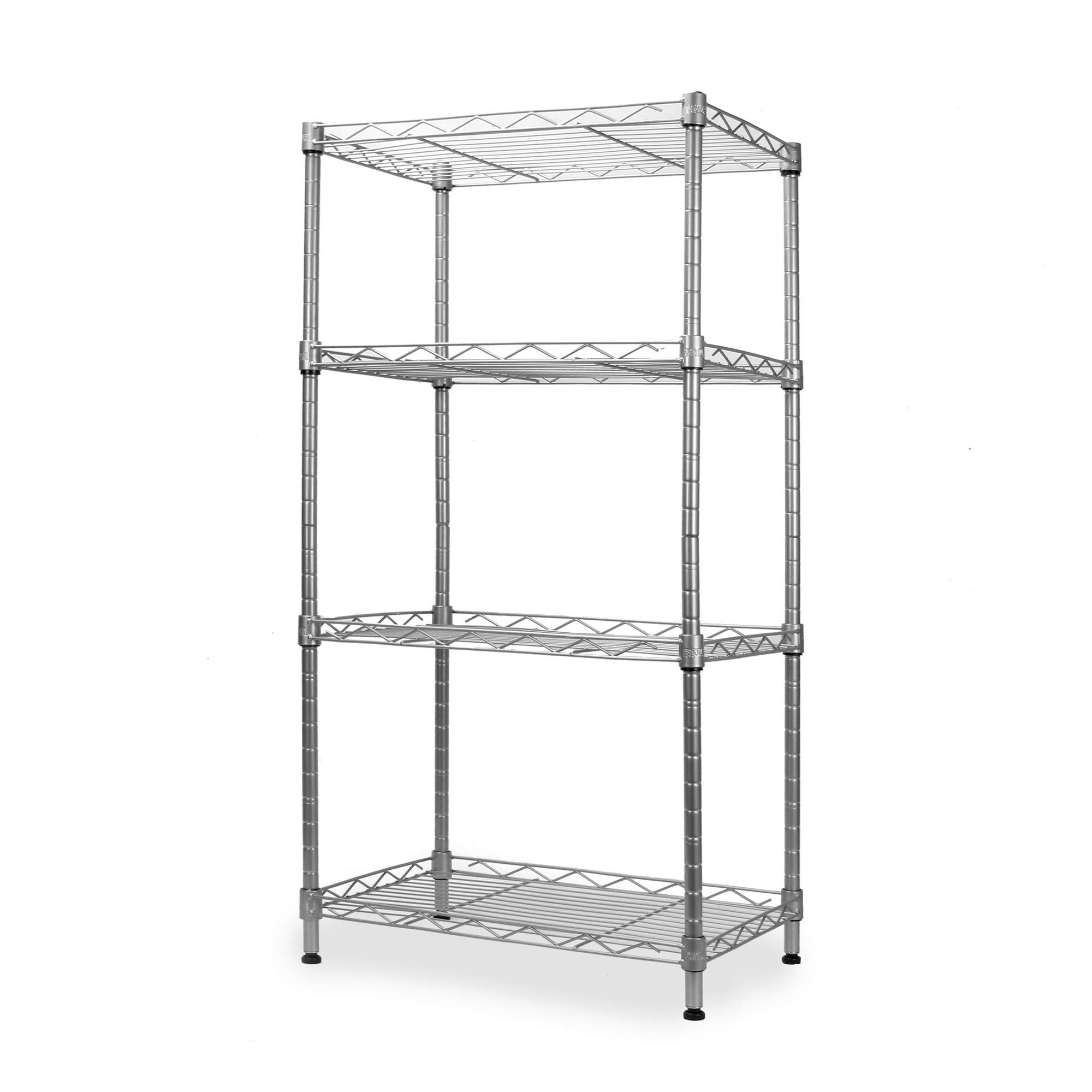 Maison & White 4-Tier Metal Storage Shelf Unit - Heavy Duty Standing Organizer Rack for Kitchen, Bathroom, Garage & Closet - Space Saving Home Organization Solution for Pantry, Laundry Room & Workshop Storage Needs