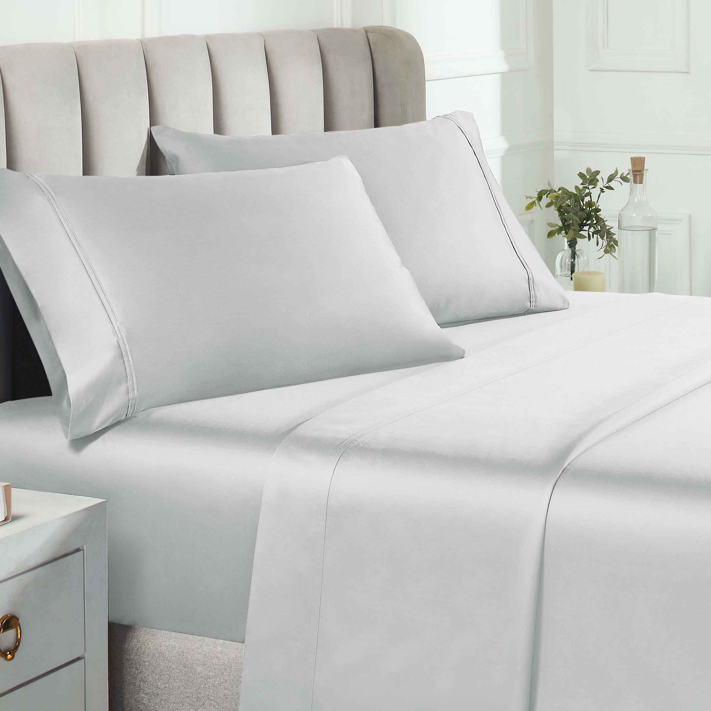 Premium 850 Thread Count 100% Cotton Solid Color Bed Sheet Set - Ultra Soft & Breathable for Comfortable Sleep - Perfect for Master Bedroom, Guest Room & Luxury Hotels