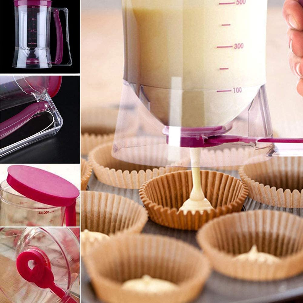 WANGZAIZAI 900ml Pasta Portioner for Cakes, Waffles, Muffins - DIY Dough Dispenser with Lid & Measuring Scale - Perfect for Baking, Pancakes, Cupcakes & Pastry Making