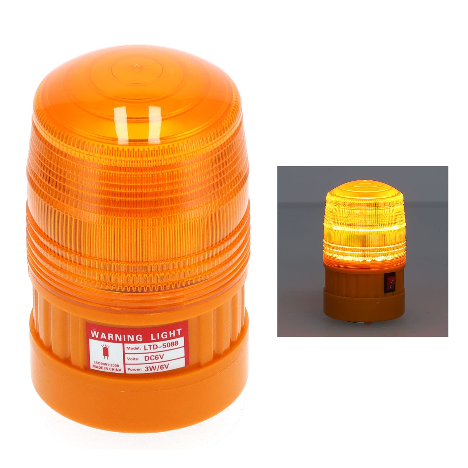 6V LED Safety Warning Lights - Orange Emergency Strobe Lights for Traffic, Construction, Roadblocks | ABS/Magnet Mount | High Visibility Hazard Beacons