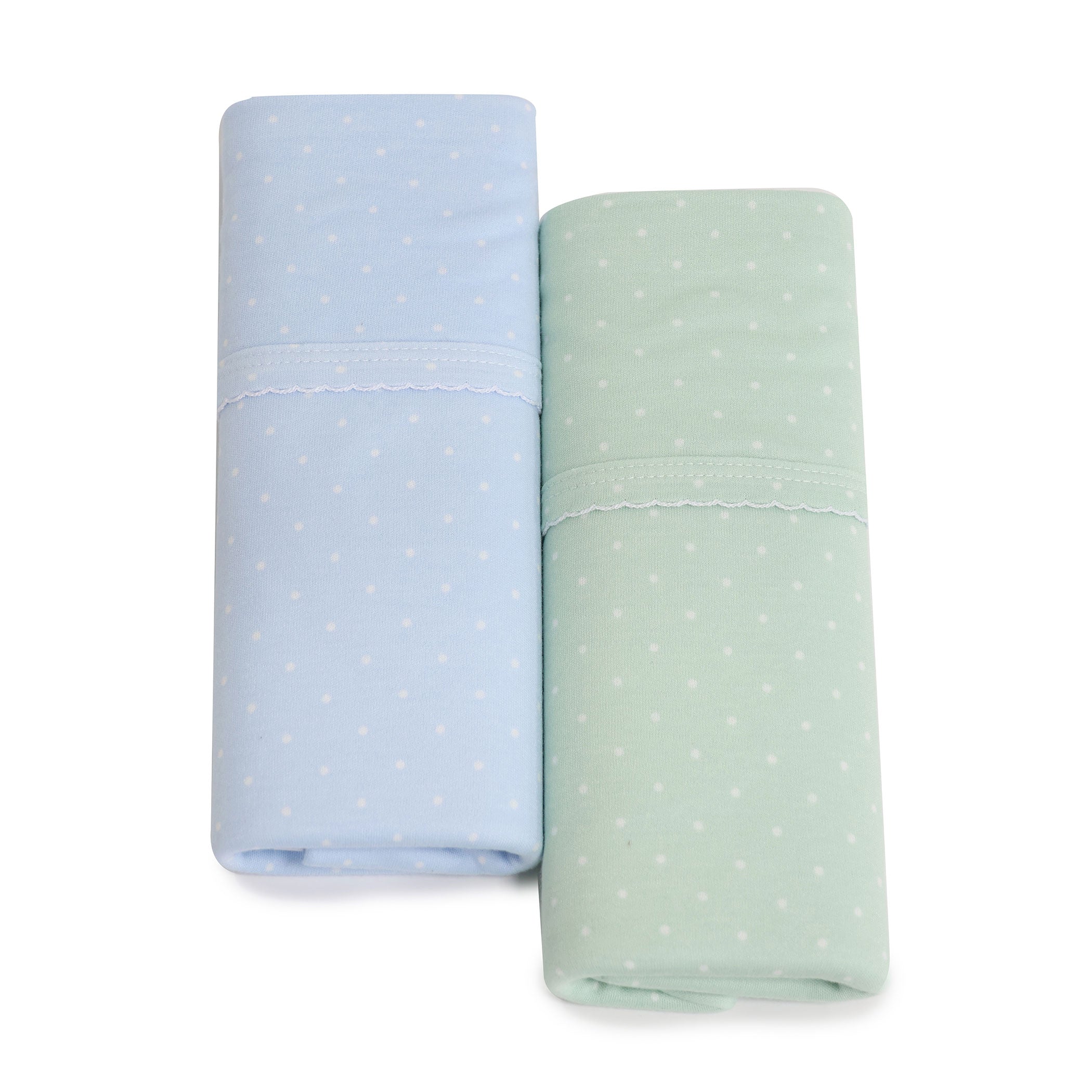 2-Pack Jersey Swaddle Wraps for Babies - Soft & Breathable Blue & Sage Confetti Print - Perfect for Newborns, Infants & Baby Showers