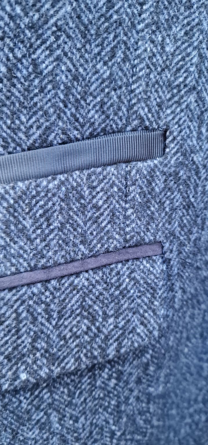 Cavani Fabrini Men's Navy Check Wool Blend Overcoat - Classic Winter Coat for Business & Formal Occasions
