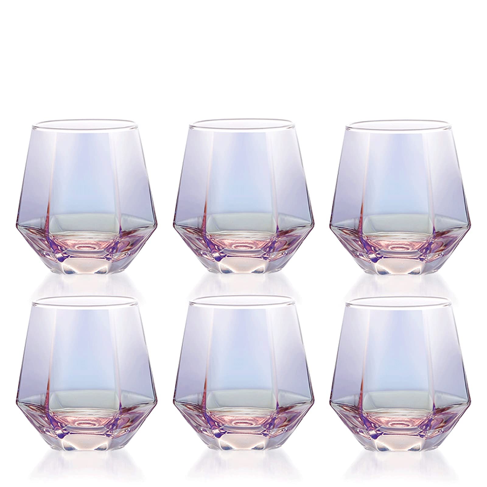 6-Piece 10oz Lead-Free Glass Water Cups Set - Purple Romantic Drinking Glasses for Juice, Beverages, Beer - Perfect for Home, Restaurants & Party Decor