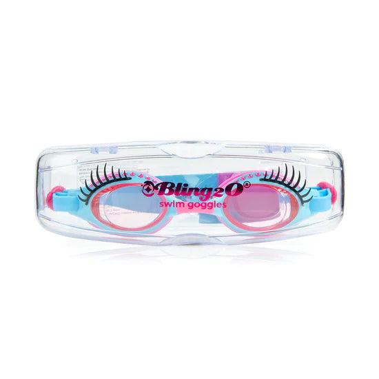 Bling20 Glam Lash Swim Goggles - Peri Winkle Blue | Fashionable & Waterproof Swimming Goggles for Women | Perfect for Pool, Beach & Water Sports