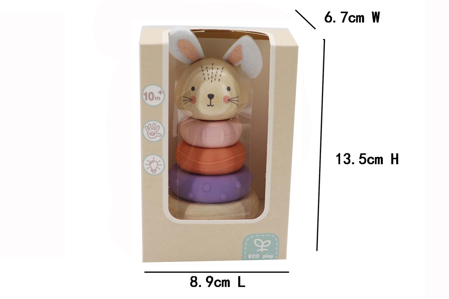Eco-Friendly Wooden Ring Stacker Toy for Toddlers - Montessori Educational Stacking Game with Cute Bunny Design - Perfect for Early Learning & Sensory Play