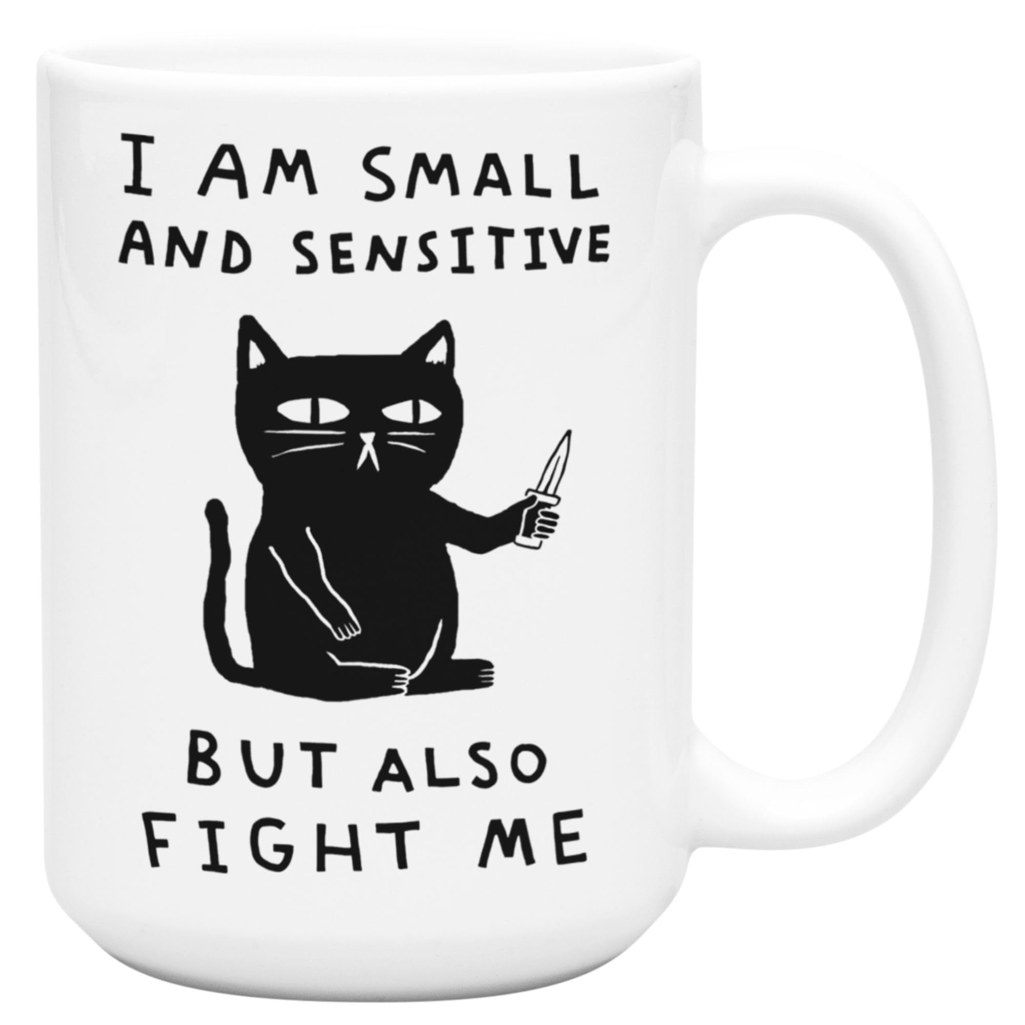 LookHUMAN Funny Cat Coffee Mug - 15oz Double-Sided Print Ceramic Cup with Cute Cat Design, Dishwasher Safe Novelty Mug for Adults - Perfect for Coffee Lovers, Office Humor & Cat Enthusiasts