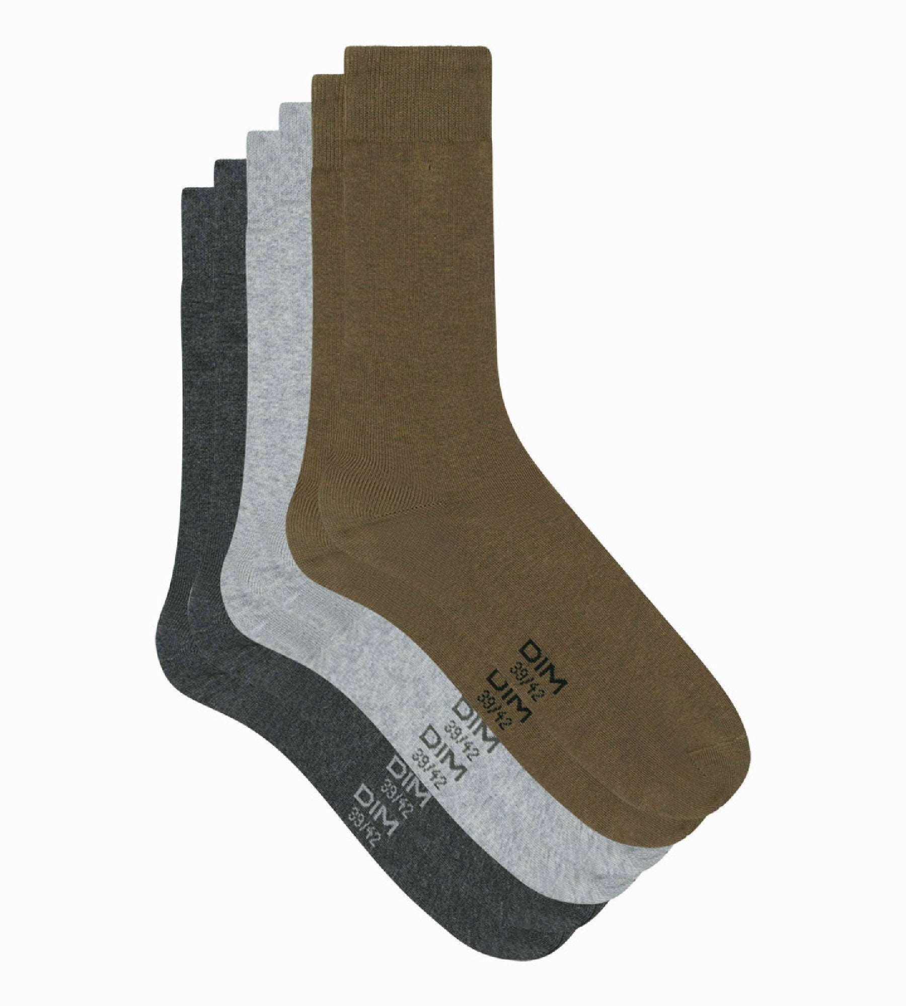 3 Pairs Men's Cotton Basic Socks - Khaki Grey for Casual Wear, Office & Outdoor Activities