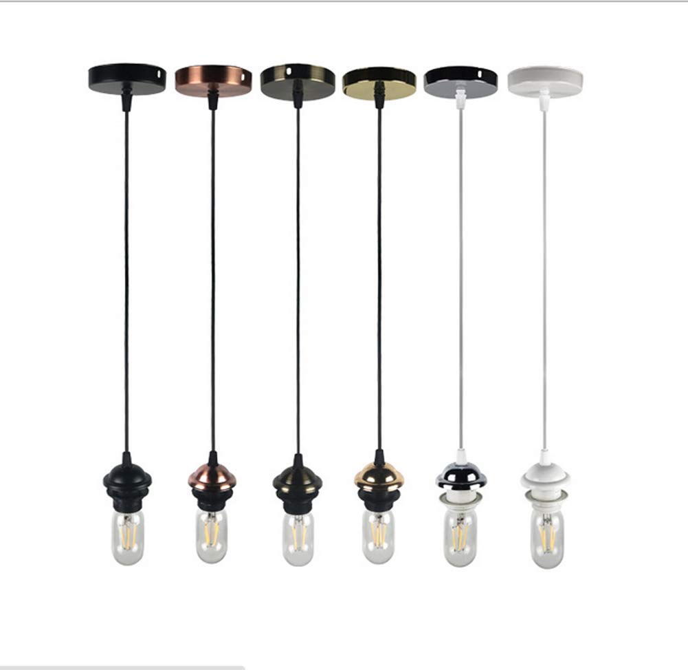 Vintage Retro Modern E27 Ceiling Pendant Light Fixture - White Hanging Lamp Holder with Suspension Kit for Living Room, Bedroom & Dining Room