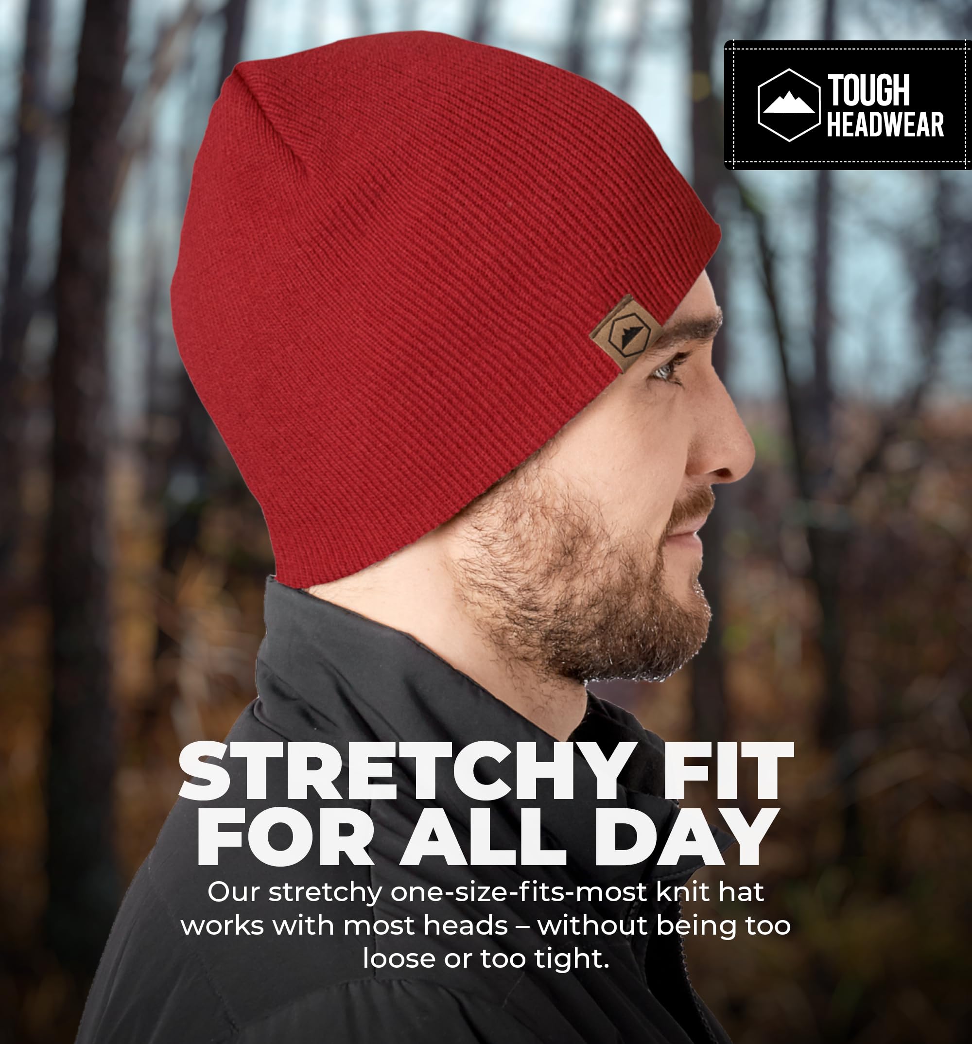 Premium Tough Headwear Knit Beanie for Men & Women - Warm Winter Hat for Cold Weather - Cozy Unisex Beanie for Outdoor Activities, Skiing & Snowboarding