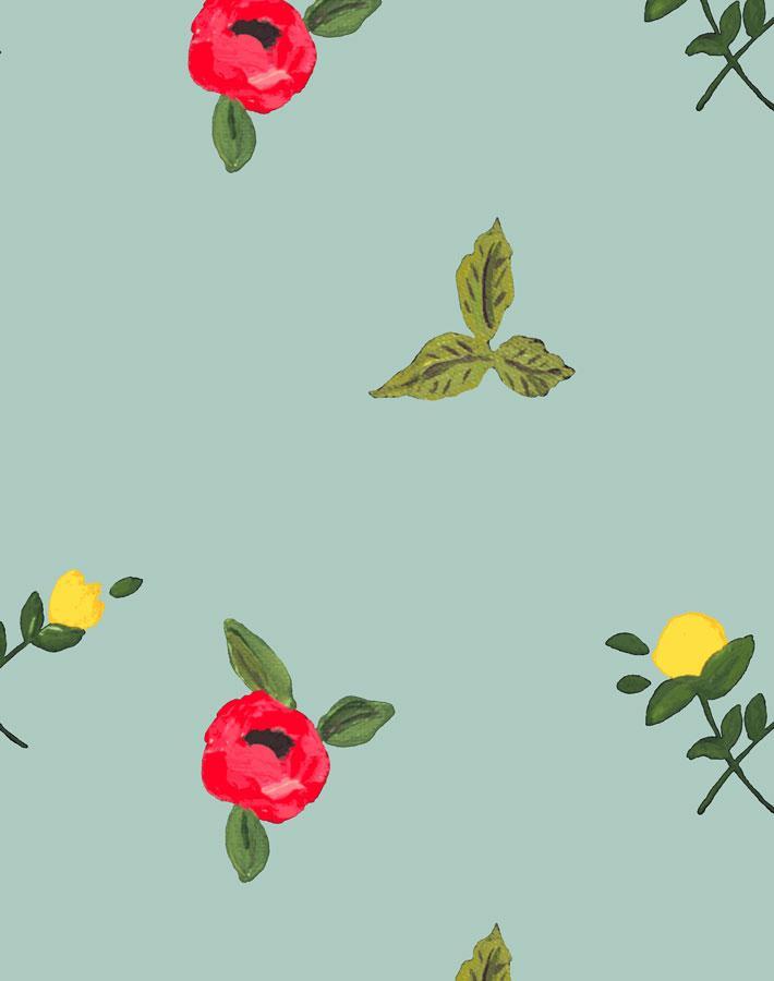 Grand Villa Garden Wallpaper by Carly Beck - Coastal Ocean Theme - Perfect for Beach House, Bathroom & Nursery Decor
