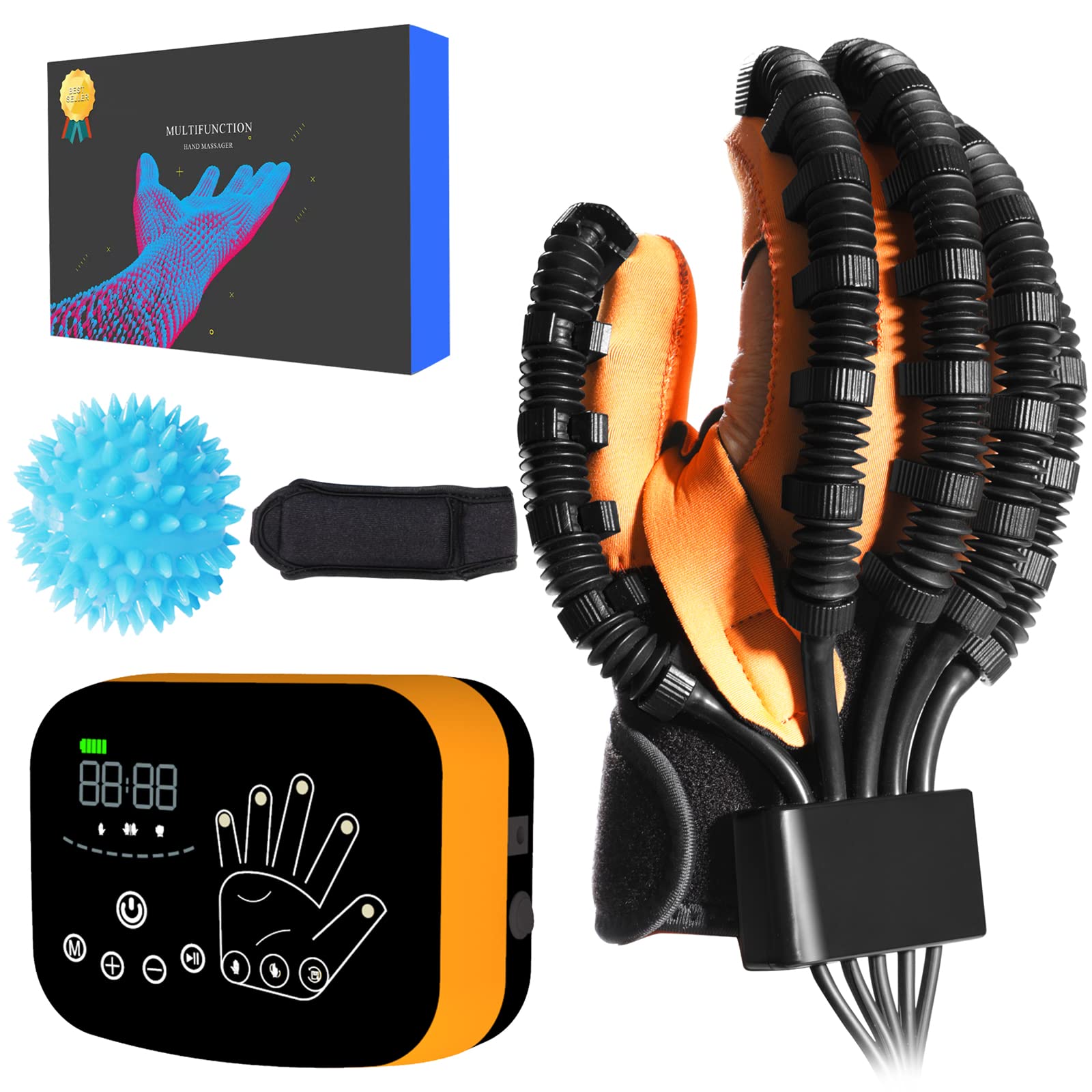 Upgraded Rehabilitation Robot Glove - Hand Massager & Therapy Glove for Stroke, Hemiplegia & Cerebral Palsy Patients - Finger & Hand Exercise Equipment for Physical Therapy & Recovery (Ideal for Home Use & Clinical Rehabilitation)