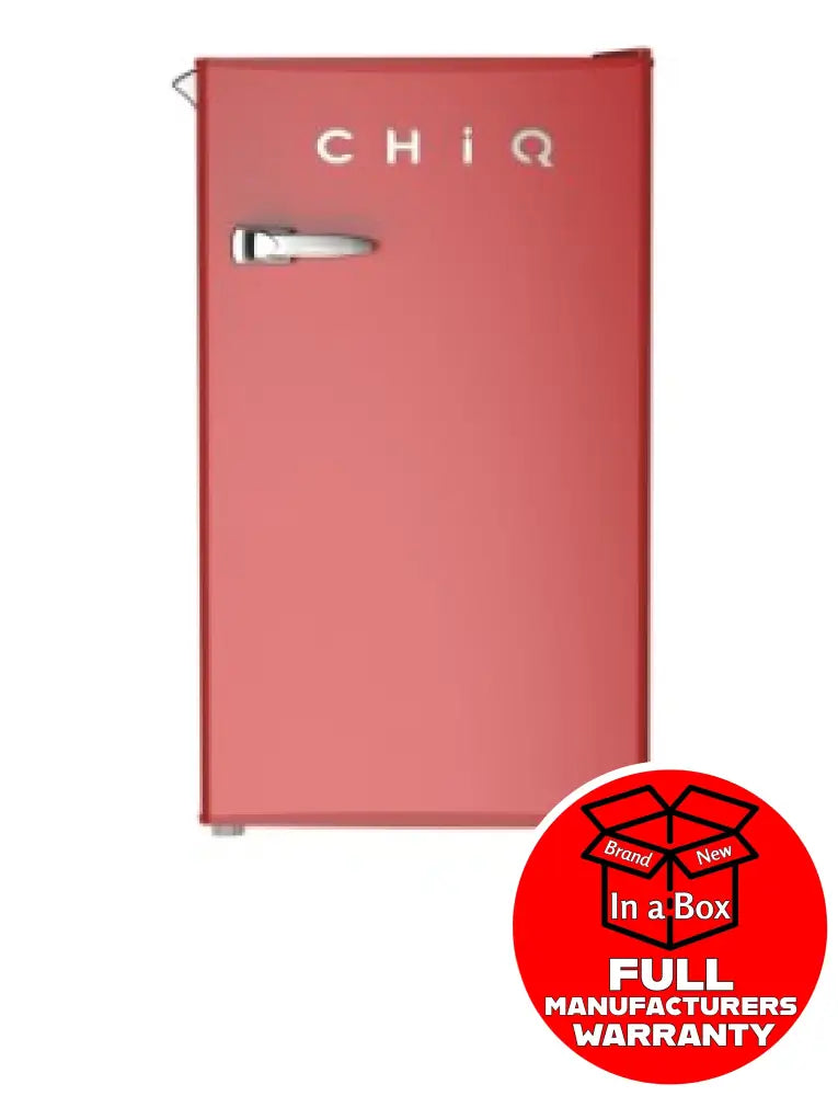CHiQ CRSR089DR1 90L Retro Mini Fridge - Compact Beverage Cooler for Home, Office, Dorm - Energy Efficient Red Bar Fridge for Beer, Wine & Snacks Storage