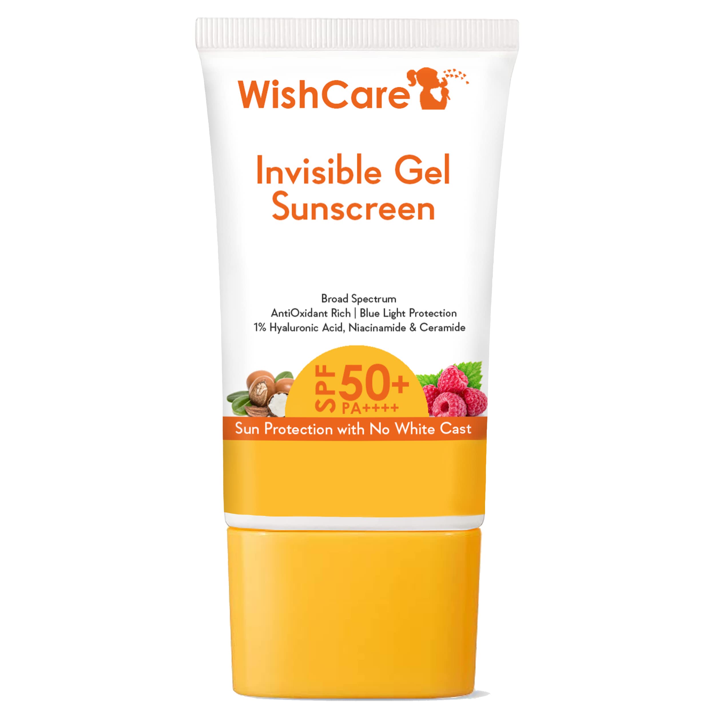 WishCare SPF 50+ PA++++ Invisible Sunscreen Gel for Oily & Dry Skin - Oil Free, Lightweight, No White Cast - 50g Sun Protection for Daily Use, Outdoor Activities & Beach Days