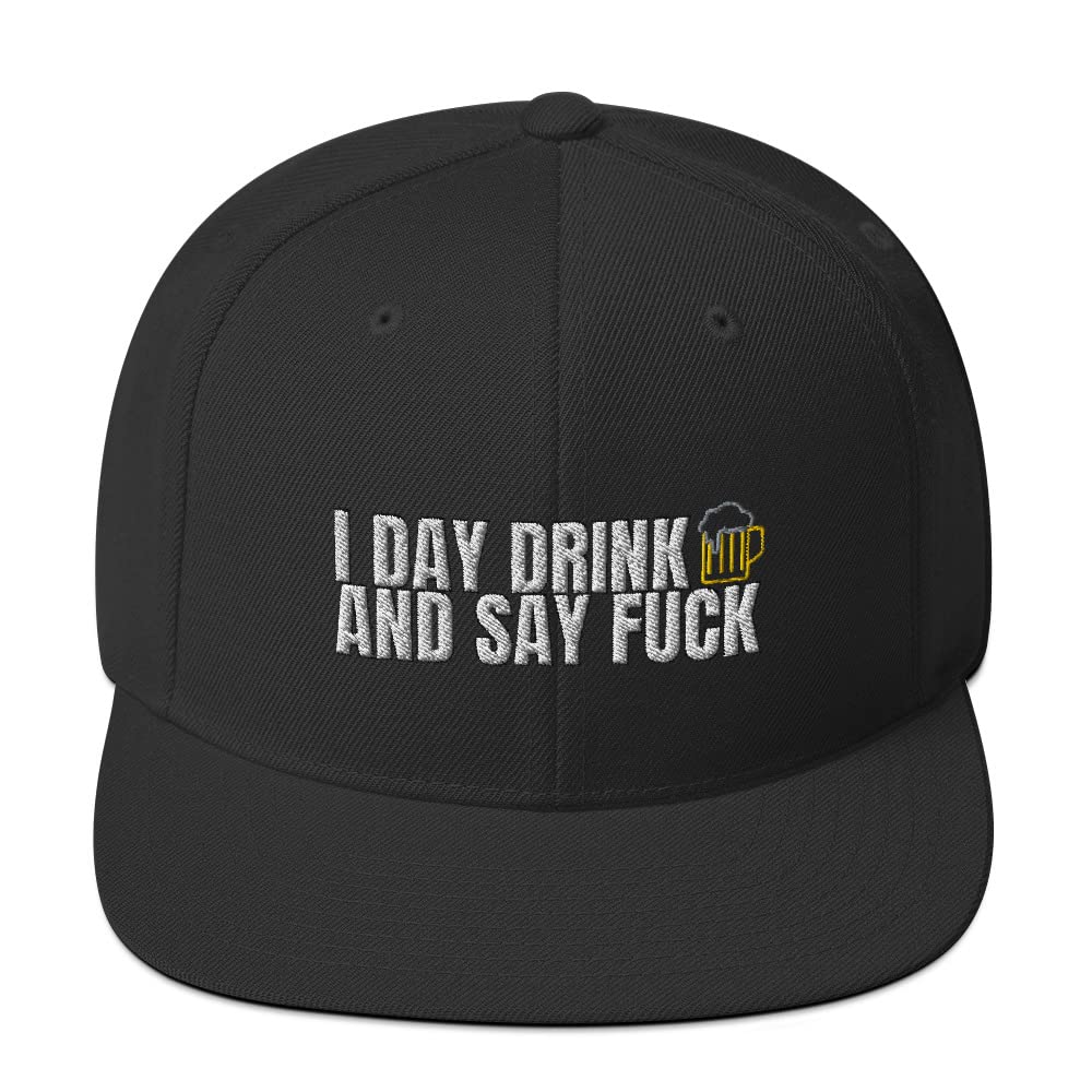 Funny Saying Hats for Men - I Day Drink and Say F Hat | Hilarious Snapback Cap with Classic Design - Perfect for Parties, Gifts and Casual Wear