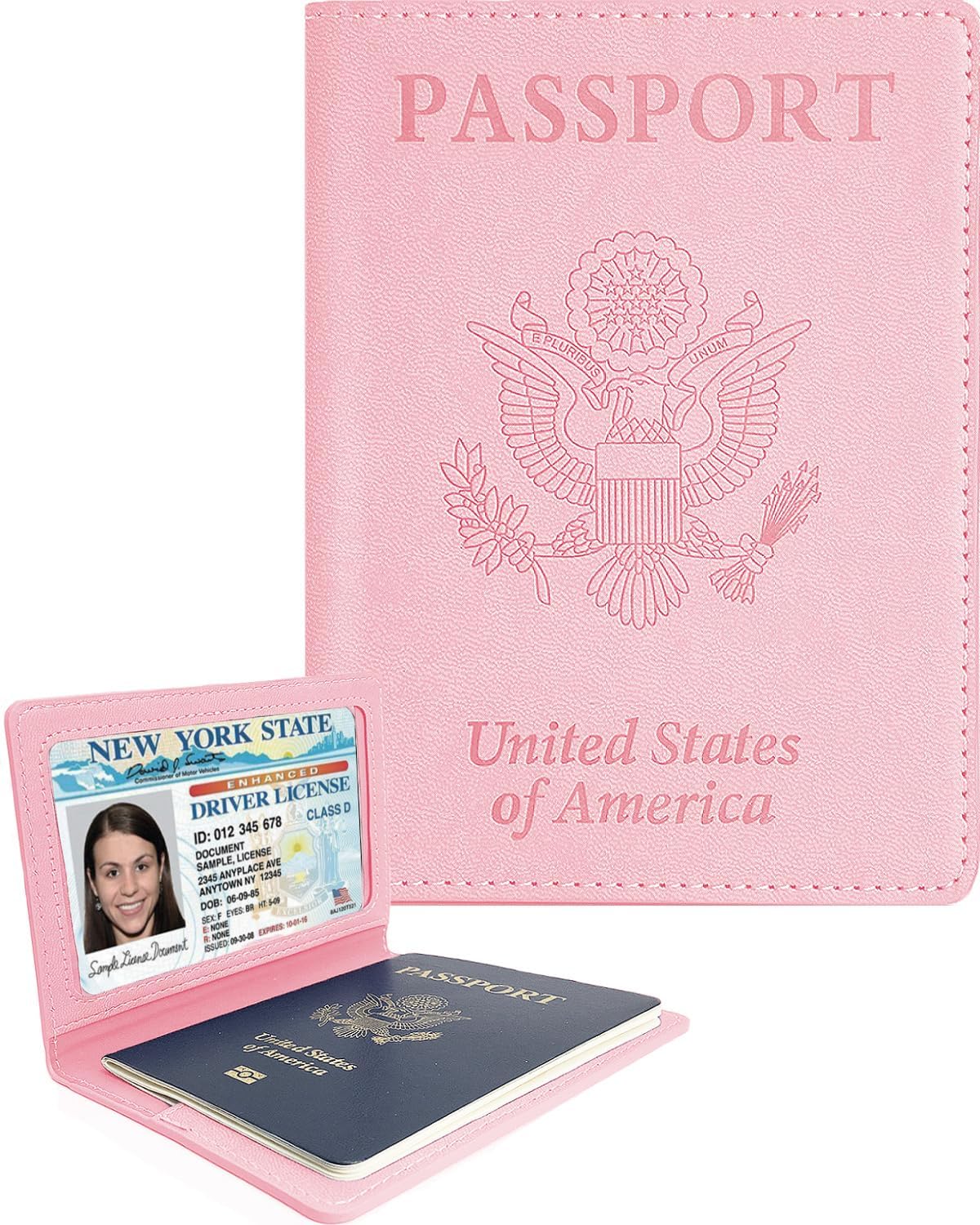 Premium Genuine Leather Passport Holder for Women & Men - RFID Blocking Travel Wallet - Cruise Ship Essentials & International Travel Must Have Accessories - Perfect Travel Gift (Pink) | Ideal for Airports, Business Trips & Vacation Security