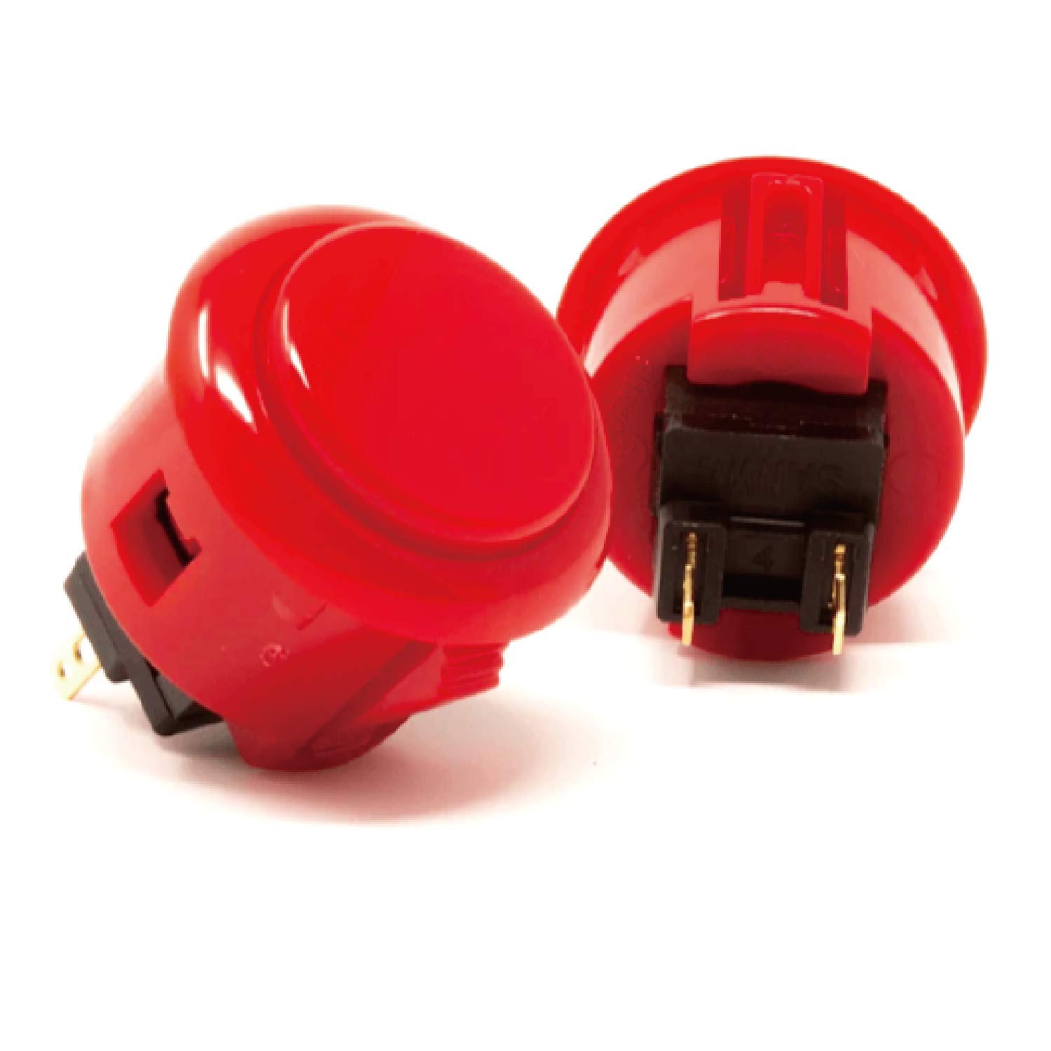 Original SANWA 2-Pack OBSF-30 30mm Red Arcade Push Buttons - Compatible with JAMMA Video Games & Joystick Consoles (Red) - Perfect for Arcade Cabinet Builds and Fighting Game Controllers