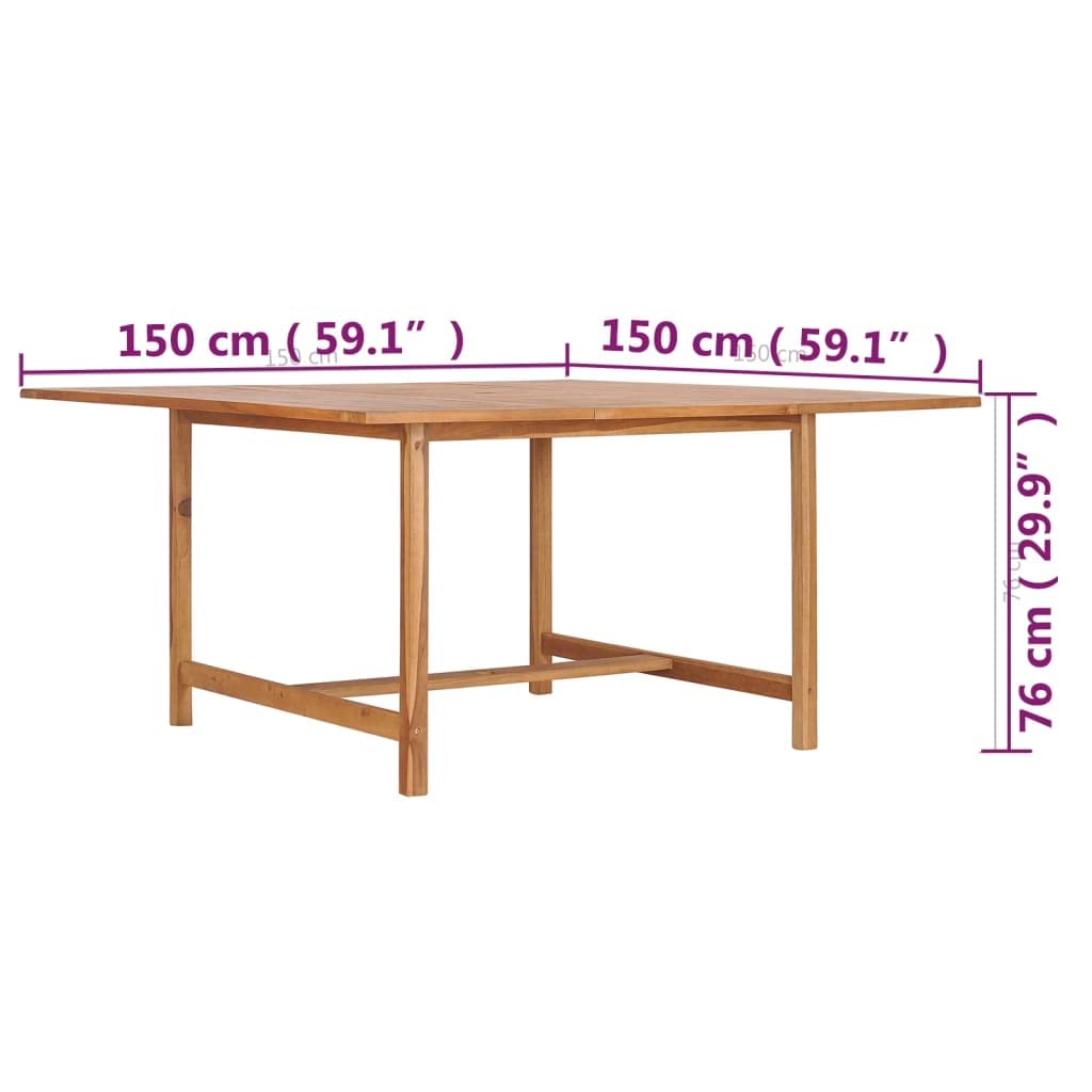 vidaXL Solid Teak Wood Patio Dining Table with Umbrella Hole - Outdoor Garden Furniture for Front Porch, Deck, Lawn, Backyard & Balcony | Perfect for Al Fresco Dining and Outdoor Entertaining
