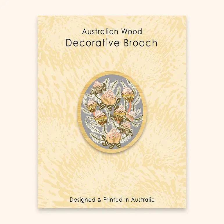 Handmade Bush Proteas Wooden Brooch - Unique Floral Pin for Women - Perfect for Weddings, Parties & Everyday Fashion Accessories