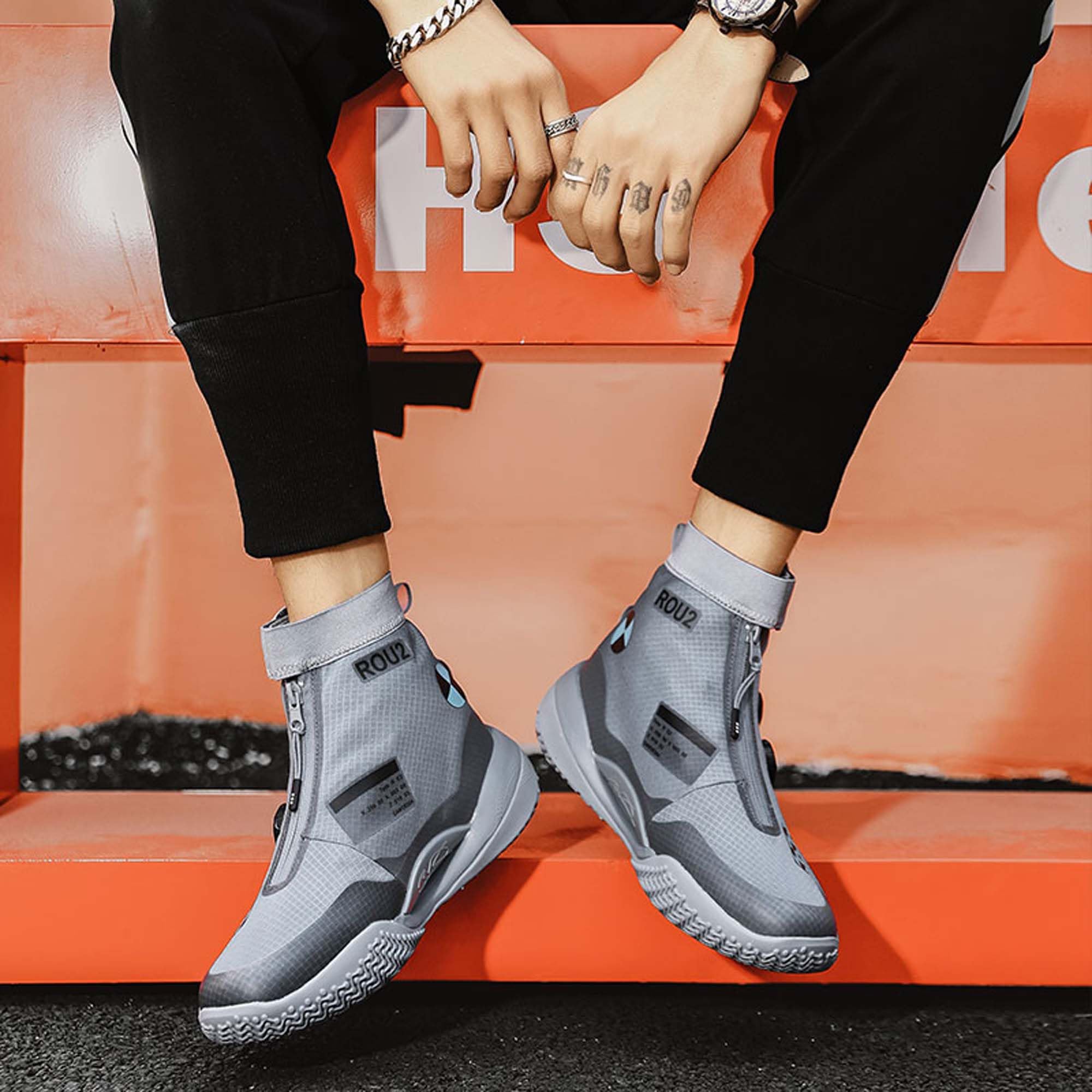 **Men's & Women's High-Top Knit Basketball Shoes - Breathable Anti-Slip Sneakers for Indoor & Outdoor Sports - Perfect for Basketball, Running, and Gym Workouts**