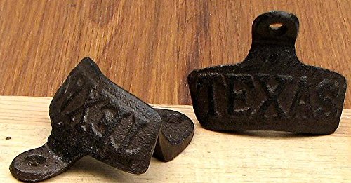 Texas Cast Iron Bottle Opener Set of 2 - Rustic Metal Beer Bottle Openers for Home Bar, Kitchen, BBQ & Outdoor Parties - Durable & Decorative Bottle Opener Gift Set