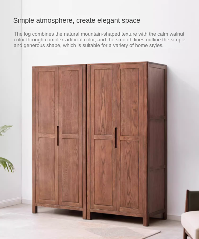 Solid Oak Wood Wardrobe in Walnut Finish - Stylish and Durable Closet Storage for Bedroom, Living Room, or Walk-in Closet