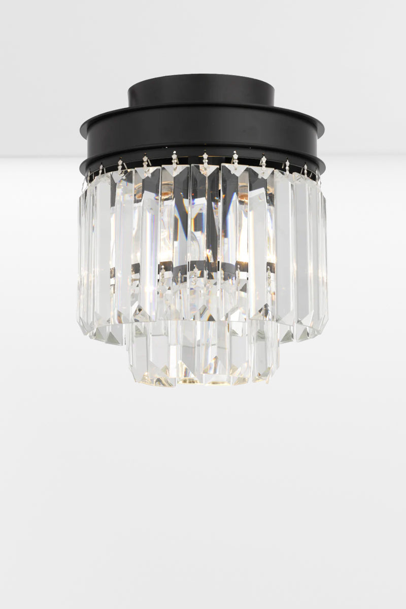 Rockefeller Crystal Flush Mount Ceiling Light Fixture - Elegant Modern Chandelier for Dining Room, Bedroom & Hallway Lighting