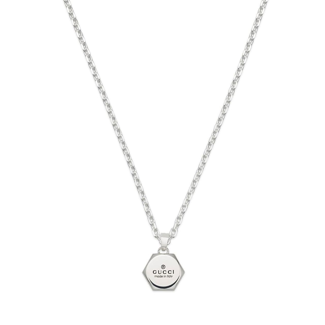 Gucci YBB779175001 Silver Hexagonal Necklace for Women - Luxury Fashion Jewelry Gift for Birthday, Anniversary & Special Occasions