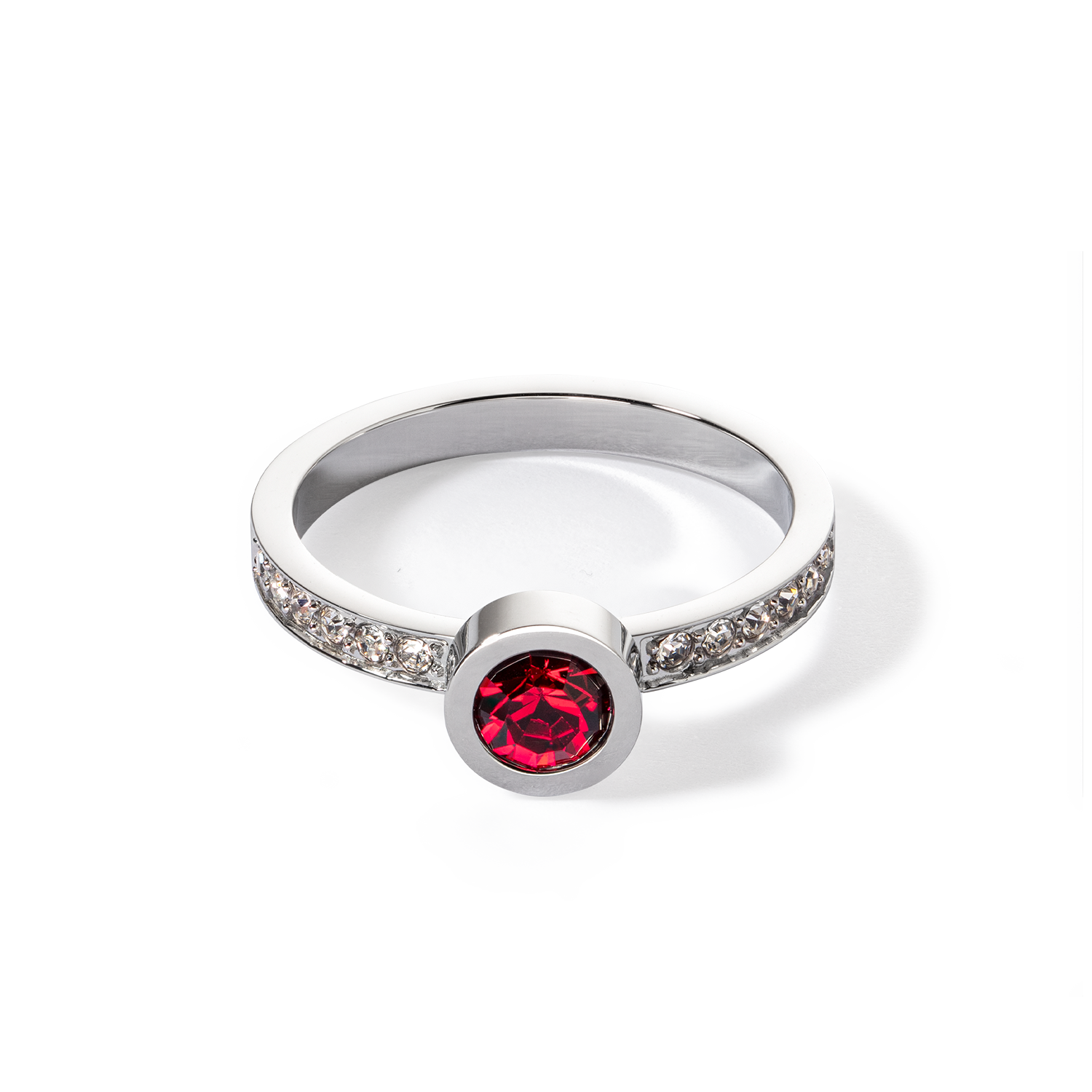 Sparkling Dots Silver Red Ring for Women - Elegant Cubic Zirconia Jewelry for Party, Wedding & Evening Occasions