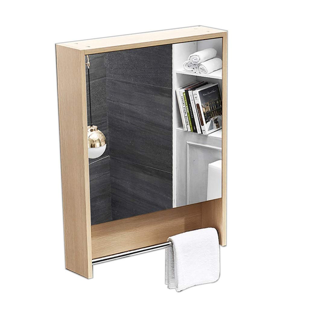 Wooden Wall Mounted Medicine Cabinet with Mirror - Bathroom & Kitchen Storage (55x137x70cm, Wood Finish) - Perfect for Organizing Toiletries, Cosmetics & Kitchen Essentials