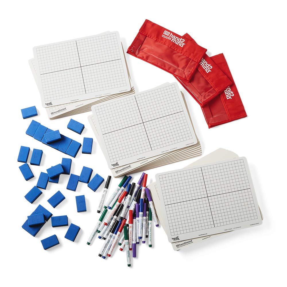 hand2mind XY Coordinate Grid Dry Erase White Boards for Students - 30 Pack | Graphing Practice, Math Classroom Supplies, Portable Grid Boards for Algebra & Geometry Lessons | Perfect for Teachers, Homeschooling & Classroom Activities