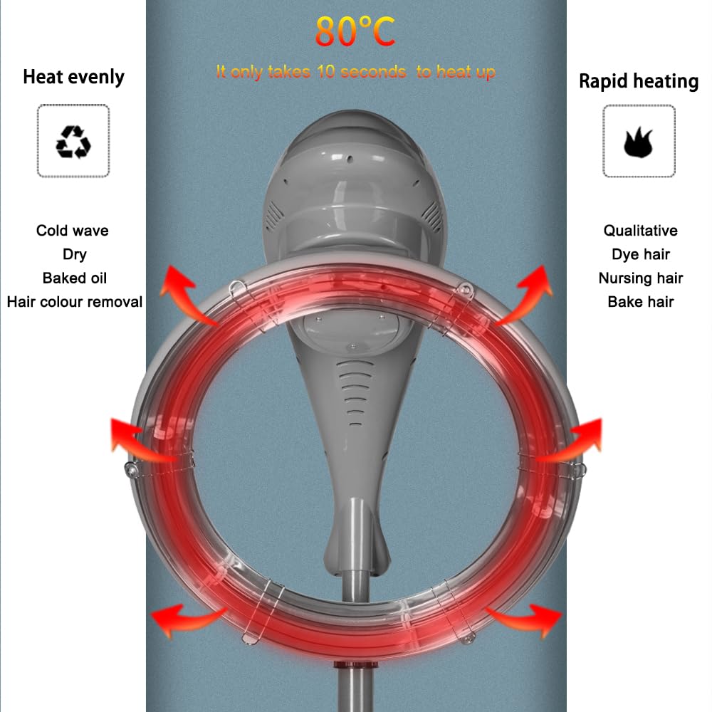 Orbiting Rotating Hair Dryer for Faster Drying - Professional Stand Hair Dryer with Perm Styling Function - Salon & Home Use for Blowouts, Curls & Volume