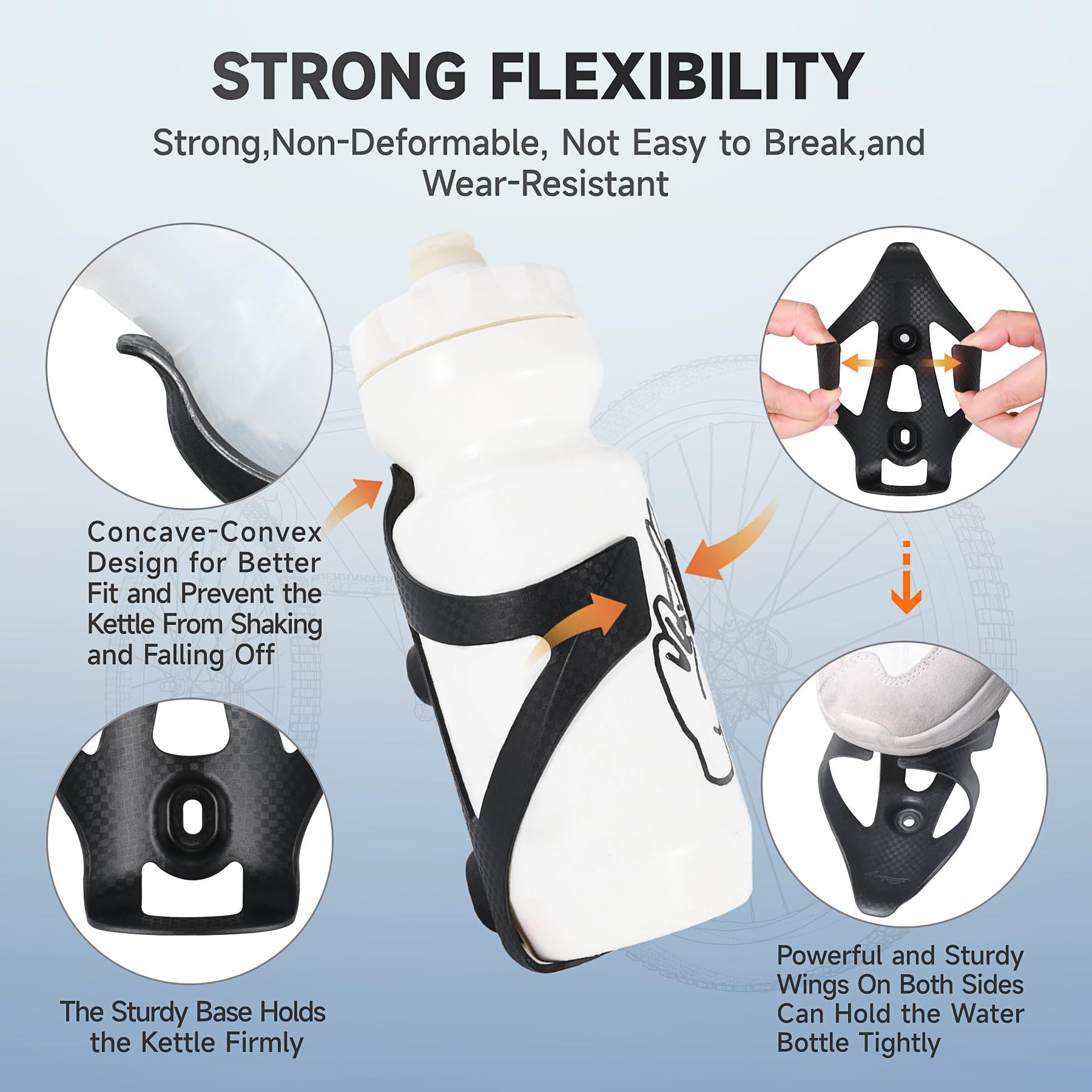 Carbon Fiber Bike Water Bottle Cage - Lightweight & Durable Plastic Drink Holder for Road & Mountain Bicycles - Secure Cup Mount for Cycling, Commuting & Outdoor Sports (1 Pack, Black)