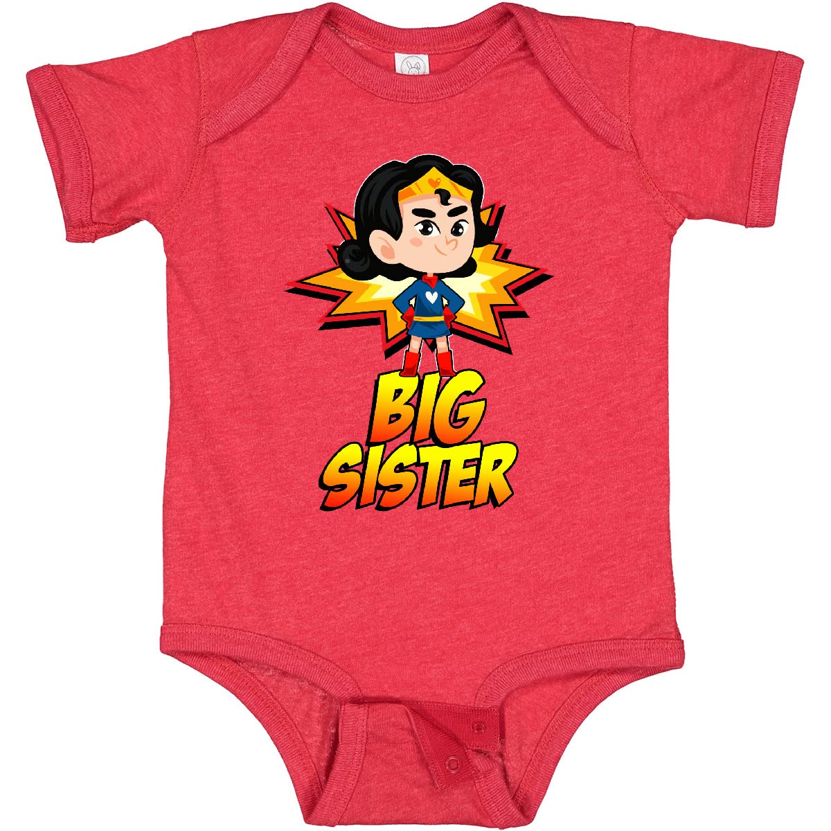 Inktastic Big Sister Superhero Baby Bodysuit - Cute Cotton Onesie for Newborn & Infant - Perfect Sibling Gift for Baby Shower, Birthday & Family Photos