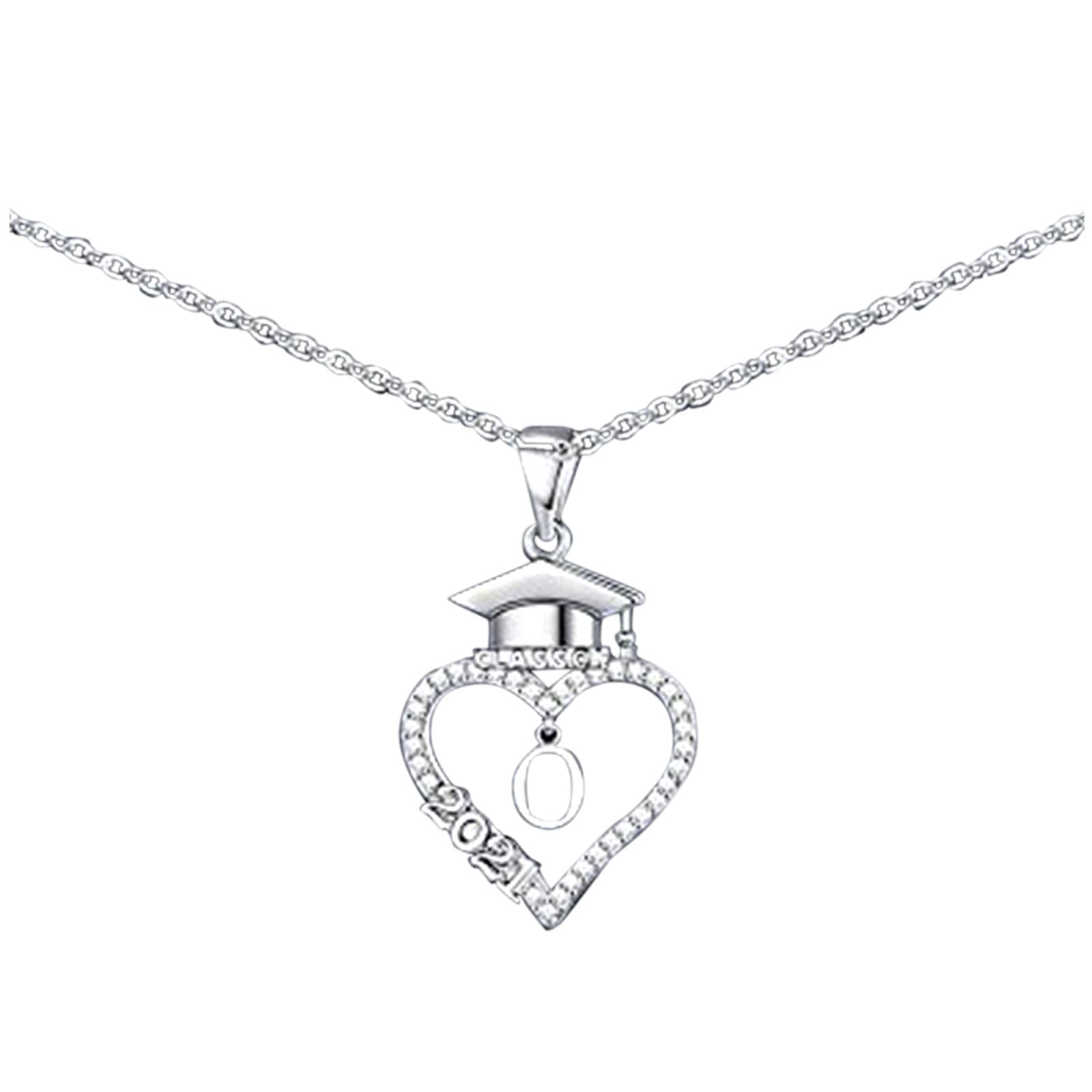 Exquisite Zircon Graduation Cap Initials Heart Pendant Necklace - Perfect Graduation Gift for Girlfriend, Wife, Mom & Daughter | Birthday & Valentine's Day Jewelry Present | Ideal for Commencement Ceremonies, Date Nights & Special Occasions