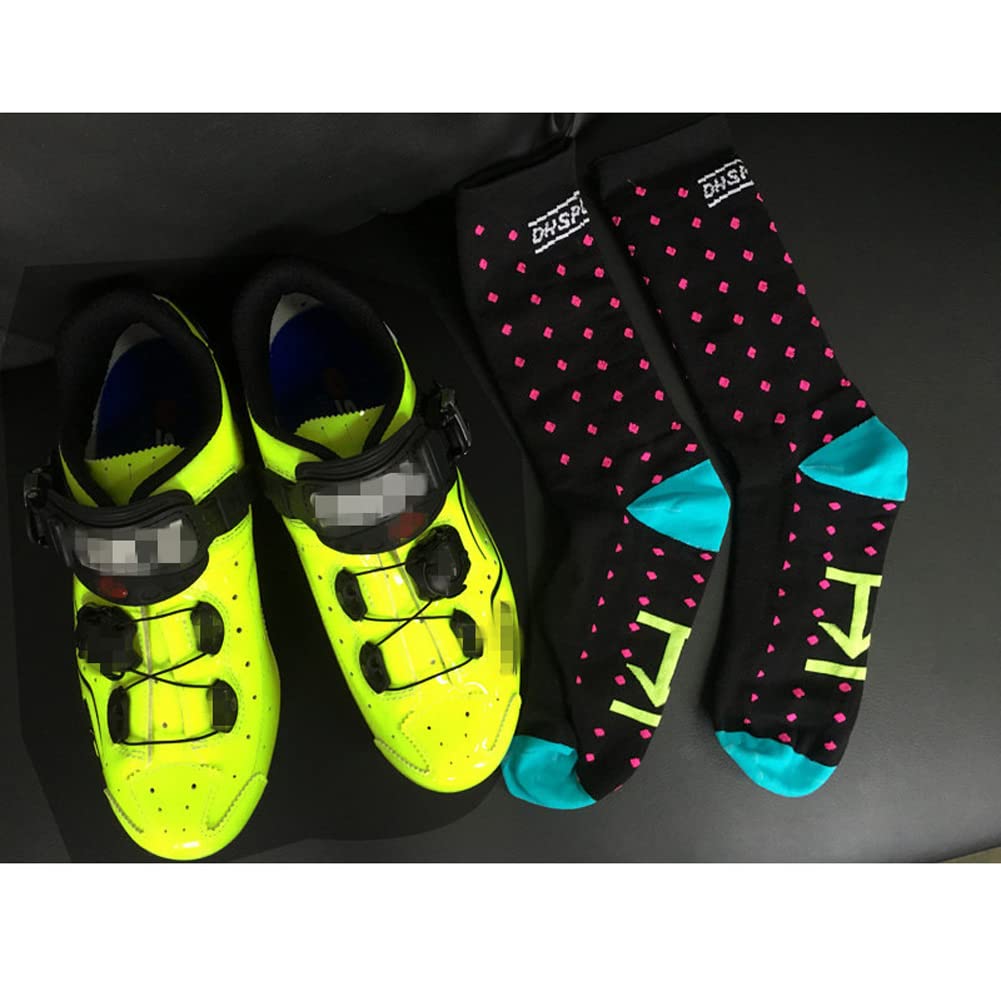 Cycling Socks for Men & Women - Breathable Bike Riding Socks for XC, MTB & BMX - Moisture Wicking Athletic Ankle Socks in Black, Pink, Green, Blue & Grey - Perfect for Road Cycling, Mountain Biking & Indoor Training