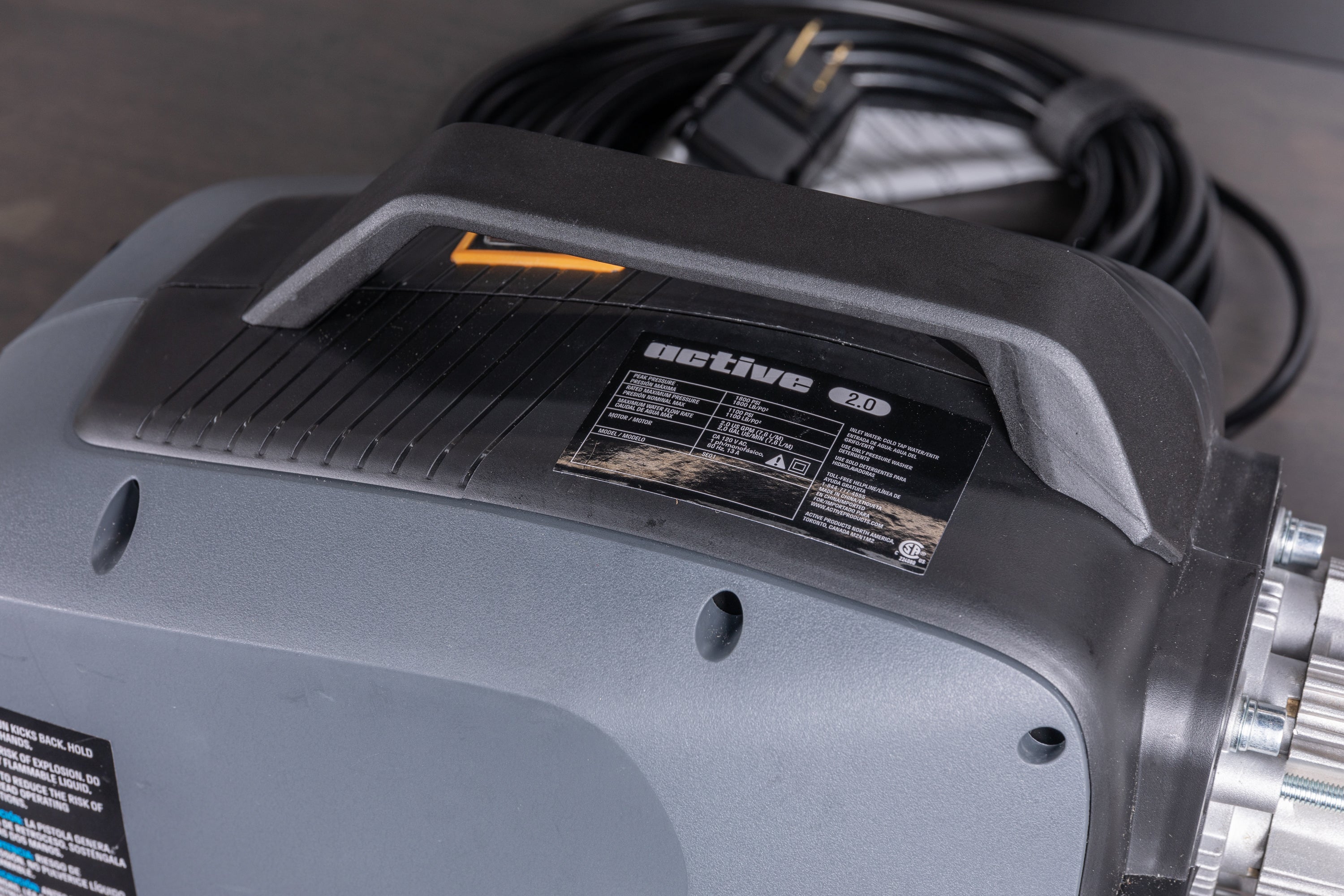 Active 2.0 Electric Pressure Washer 1800 PSI - High Power Cleaning for Driveways, Decks, Cars & Outdoor Surfaces