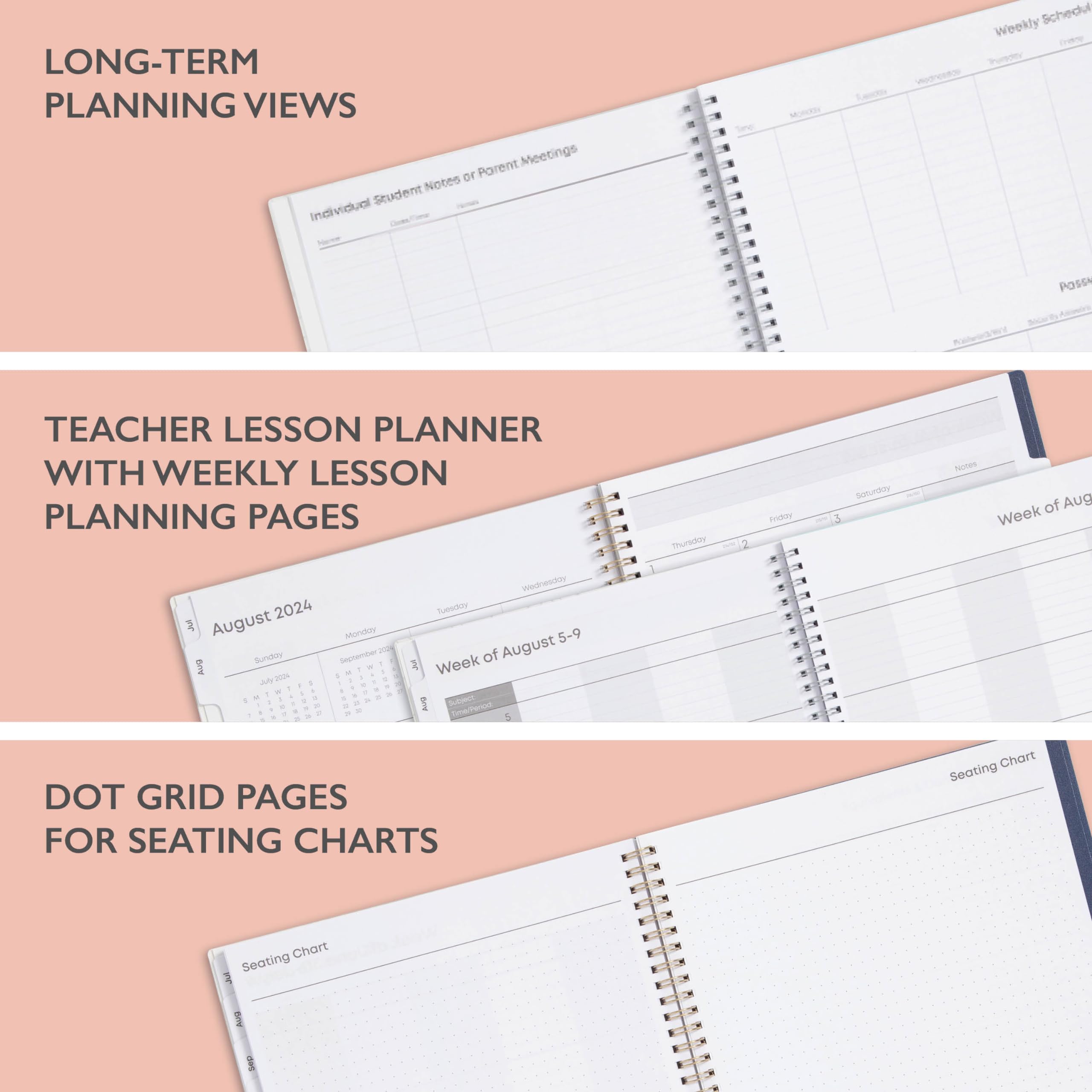 Blue Sky 2024-2025 Teacher Planner - Weekly & Monthly Lesson Organizer, 8.5