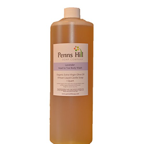 Organic Liquid Extra Virgin Olive Oil Castile Soap with Lavender - Natural Vegan Body Wash & Hand Soap for Sensitive Skin | Perfect for Bath, Shower & Aromatherapy Relaxation