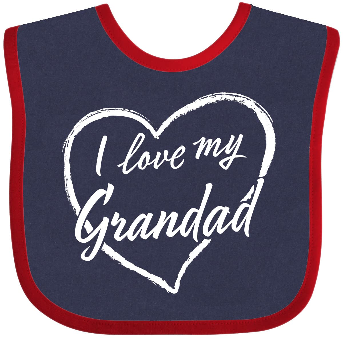 Inktastic I Love My Grandad White Chalk Heart Baby Bib - Soft Cotton Drool Bib for Infants, Perfect Gift for Grandparents Day & Family Gatherings