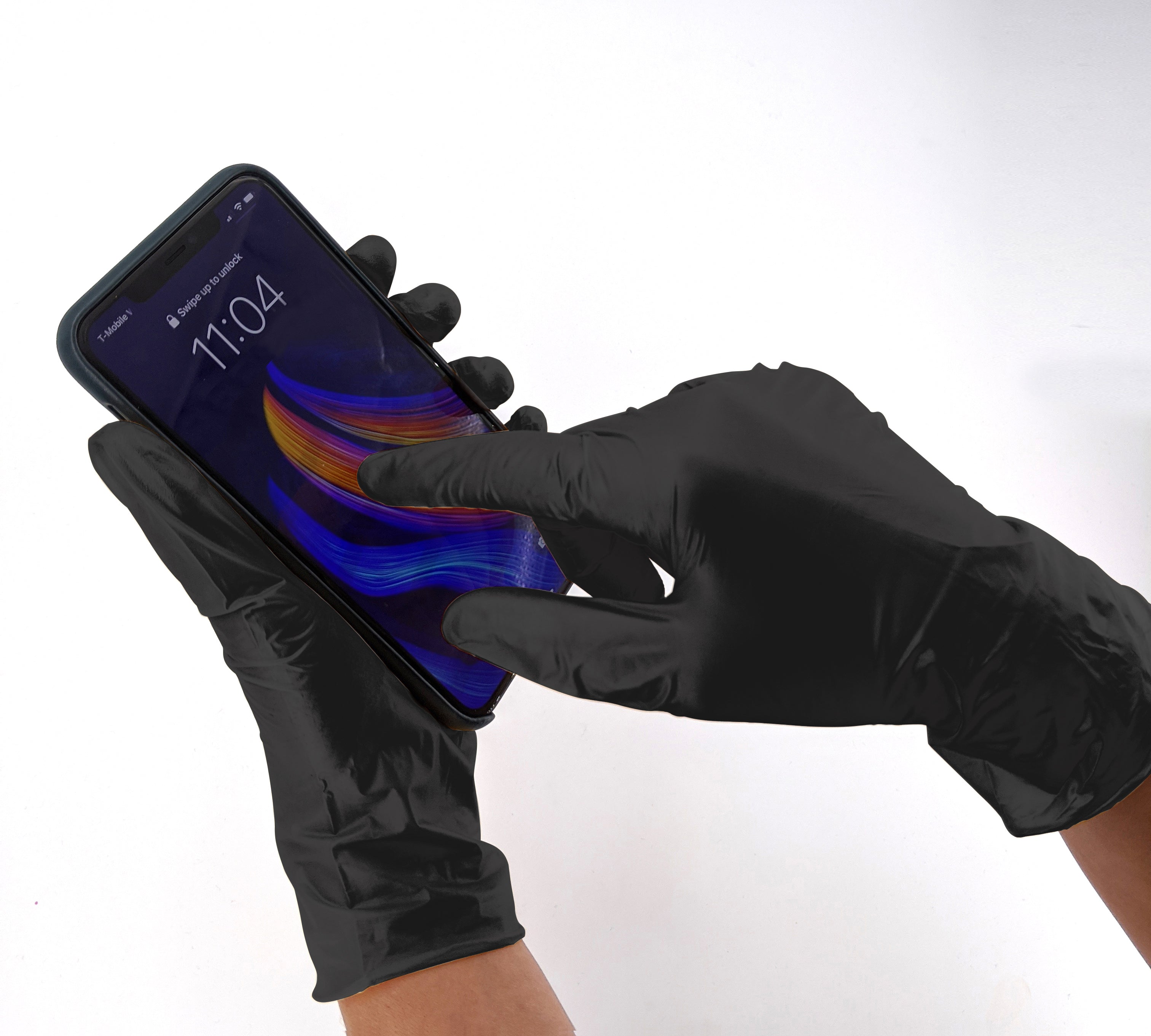 Colortrek Black Disposable Vinyl Gloves - 100 Count Box - Latex-Free, Powder-Free for Food Handling, Cleaning & Medical Use