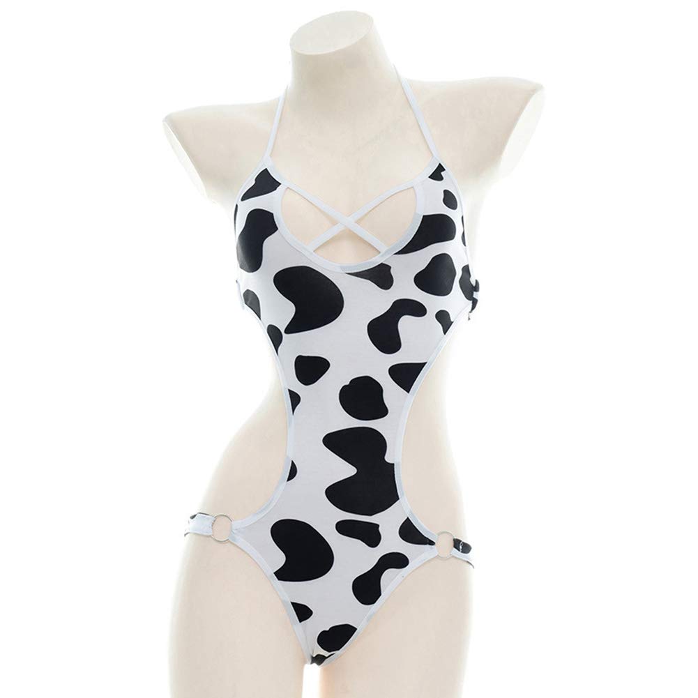 Sexy Dalmatian Print Cow Bikini Set - Anime Cosplay Costume & Lingerie for Women - Perfect for Halloween, Parties, and Roleplay