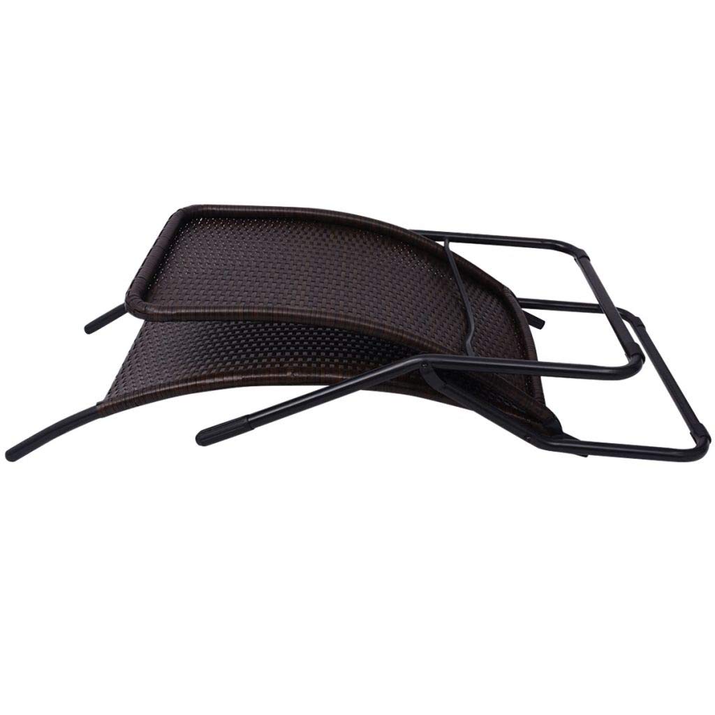 FAMIROSA Brown Poly Rattan Folding Sun Lounger Chair - Portable Outdoor Patio Poolside Relaxation for Beach, Garden & Backyard